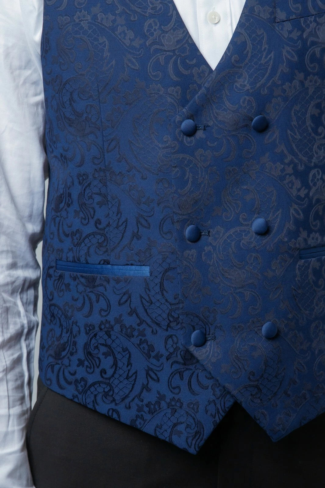 Herren Slim Fit Gemusterter Marineanzug - THOMAS - Marineblau