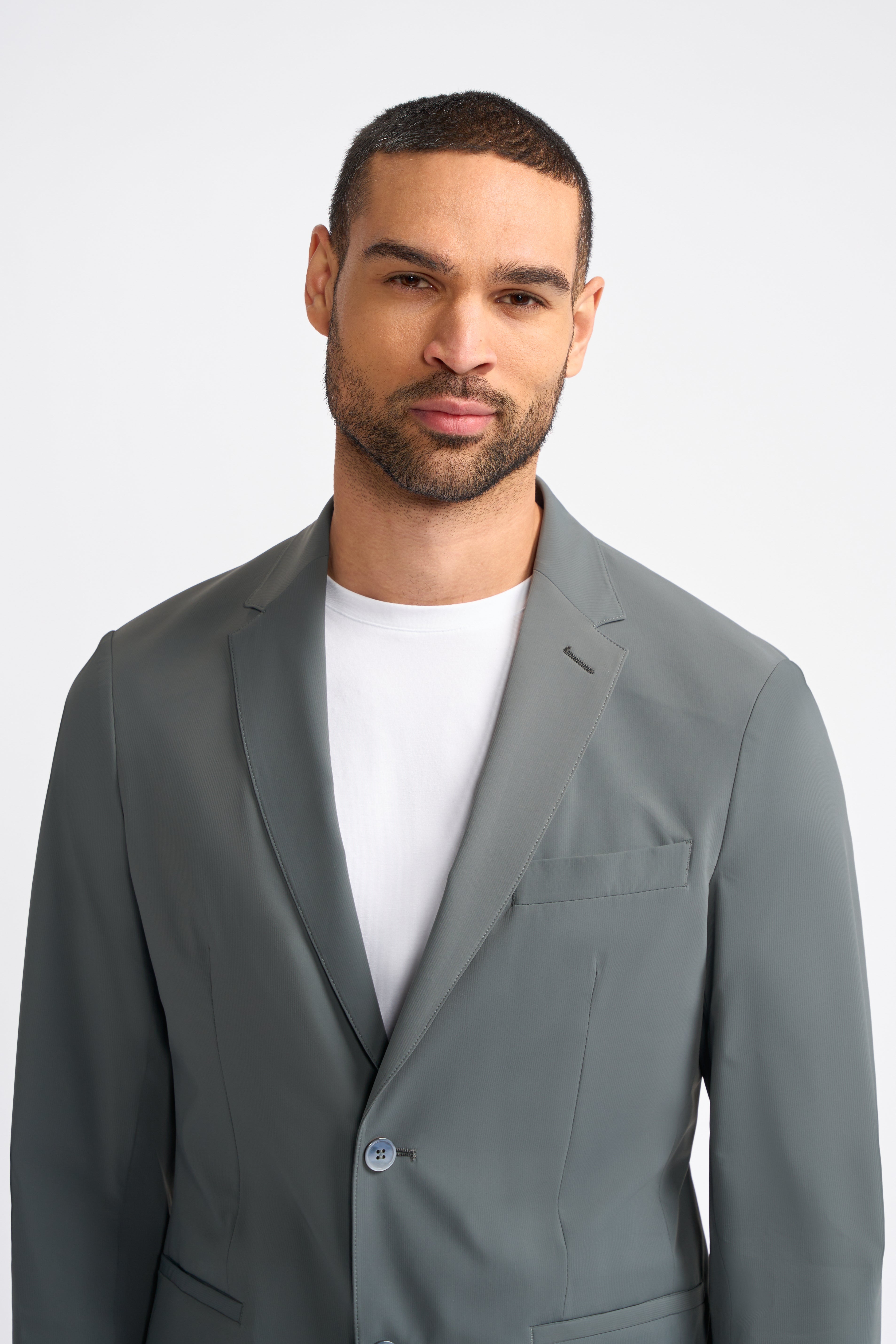Herren Slim Fit Einfarbiger Grauer Blazer – BERGAN - Grau
