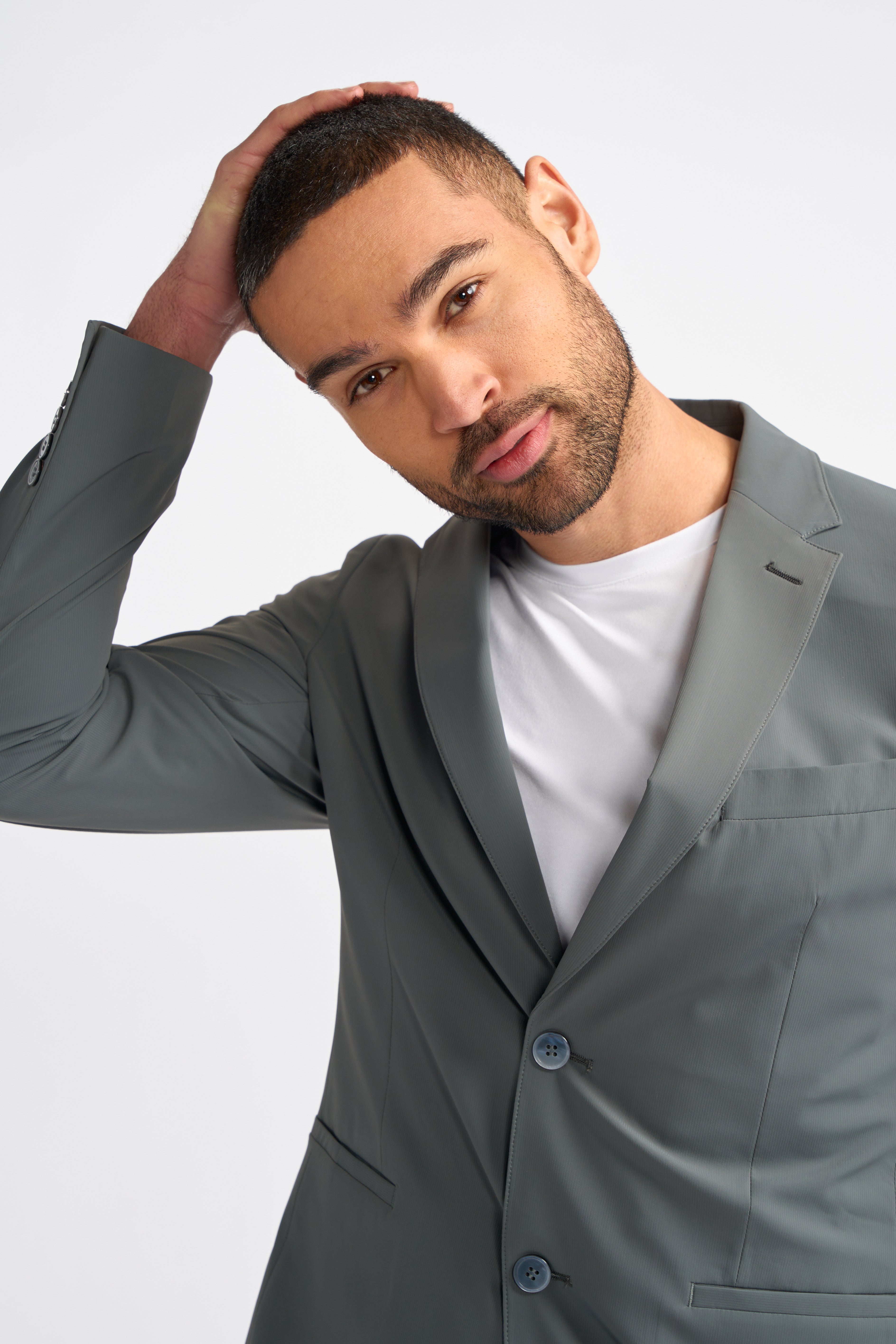 Herren Slim Fit Einfarbiger Grauer Blazer – BERGAN - Grau