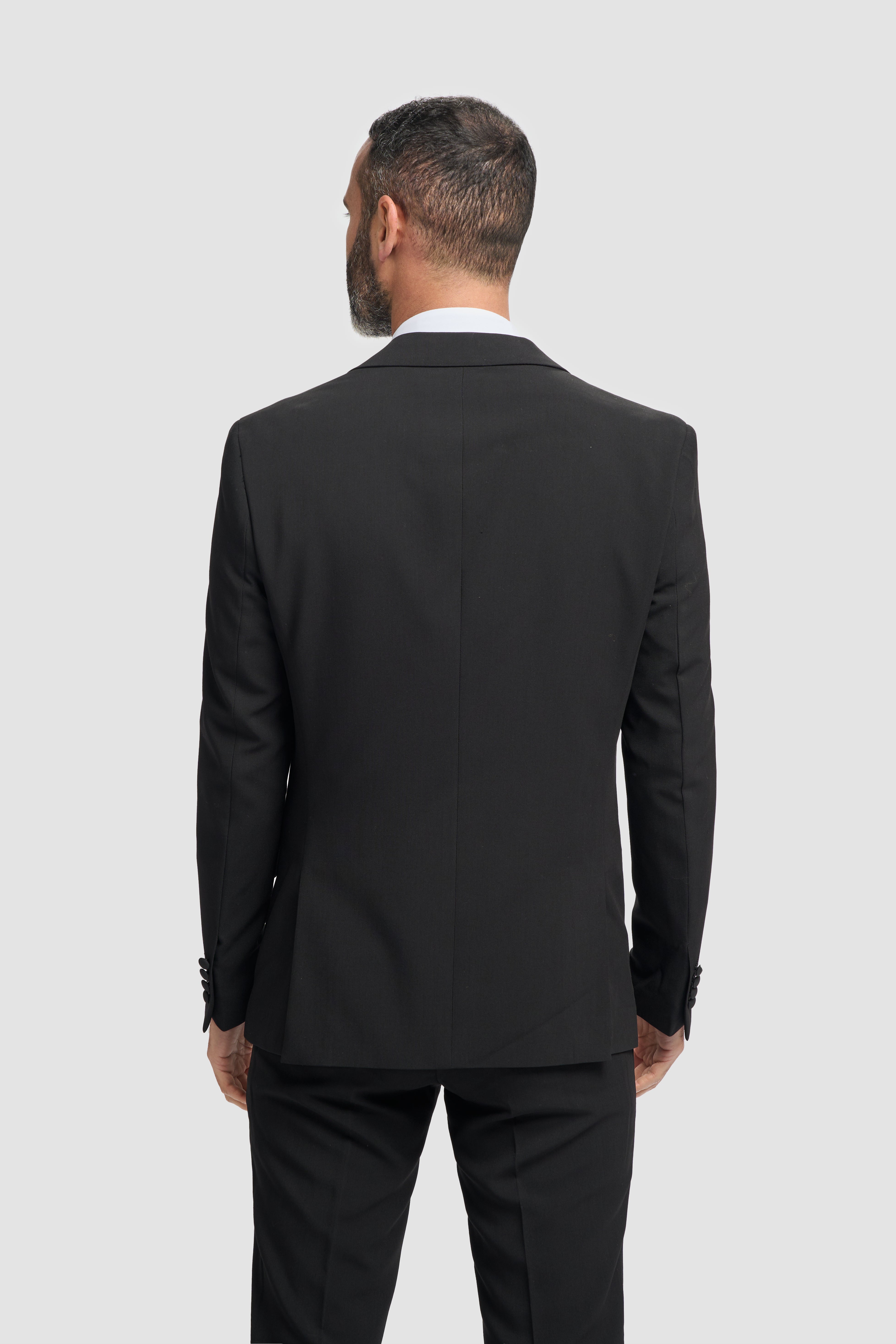Men's Slim Fit Tuxedo Black Suit - Black