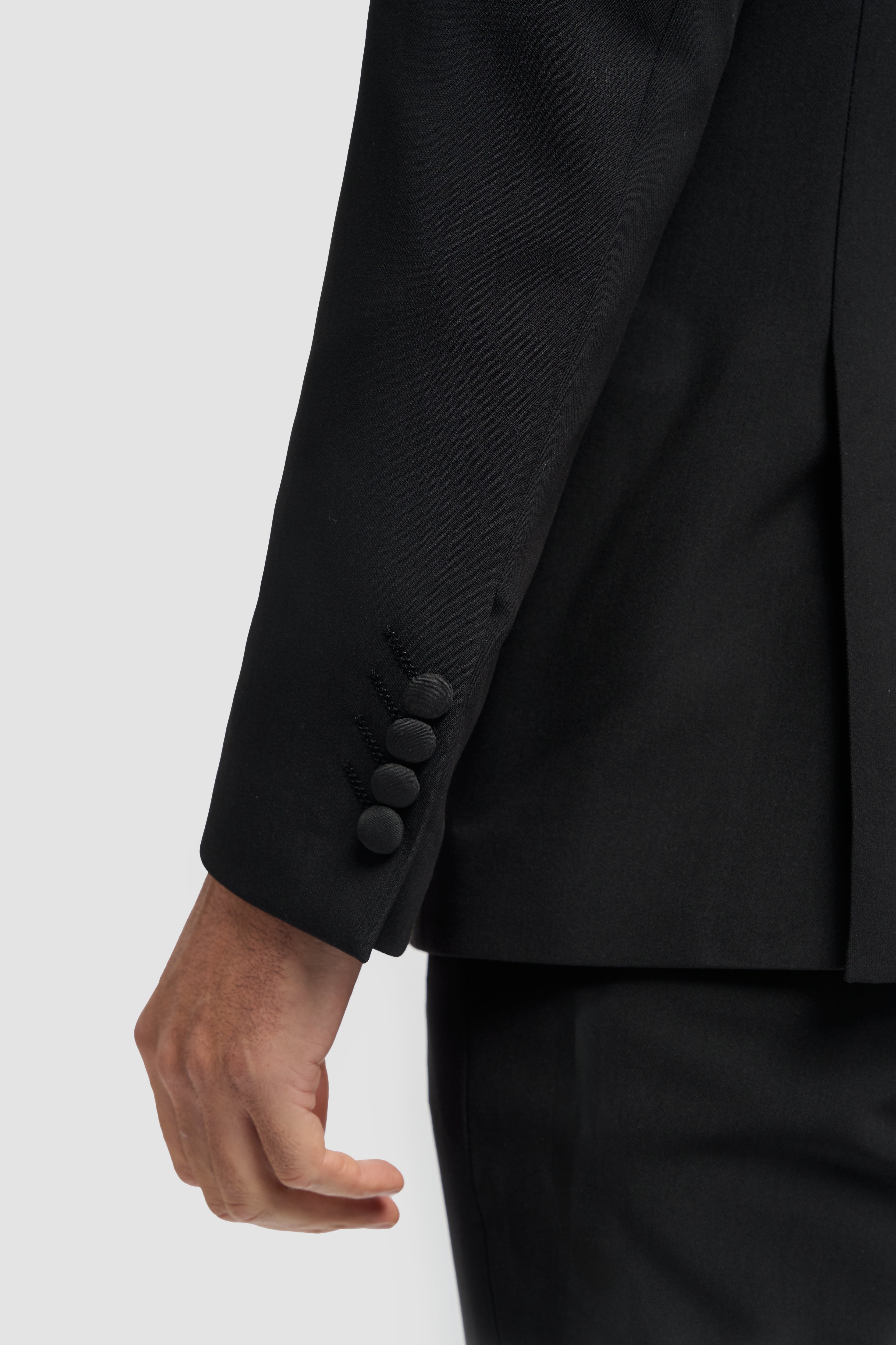 Men's Slim Fit Tuxedo Black Suit - Black