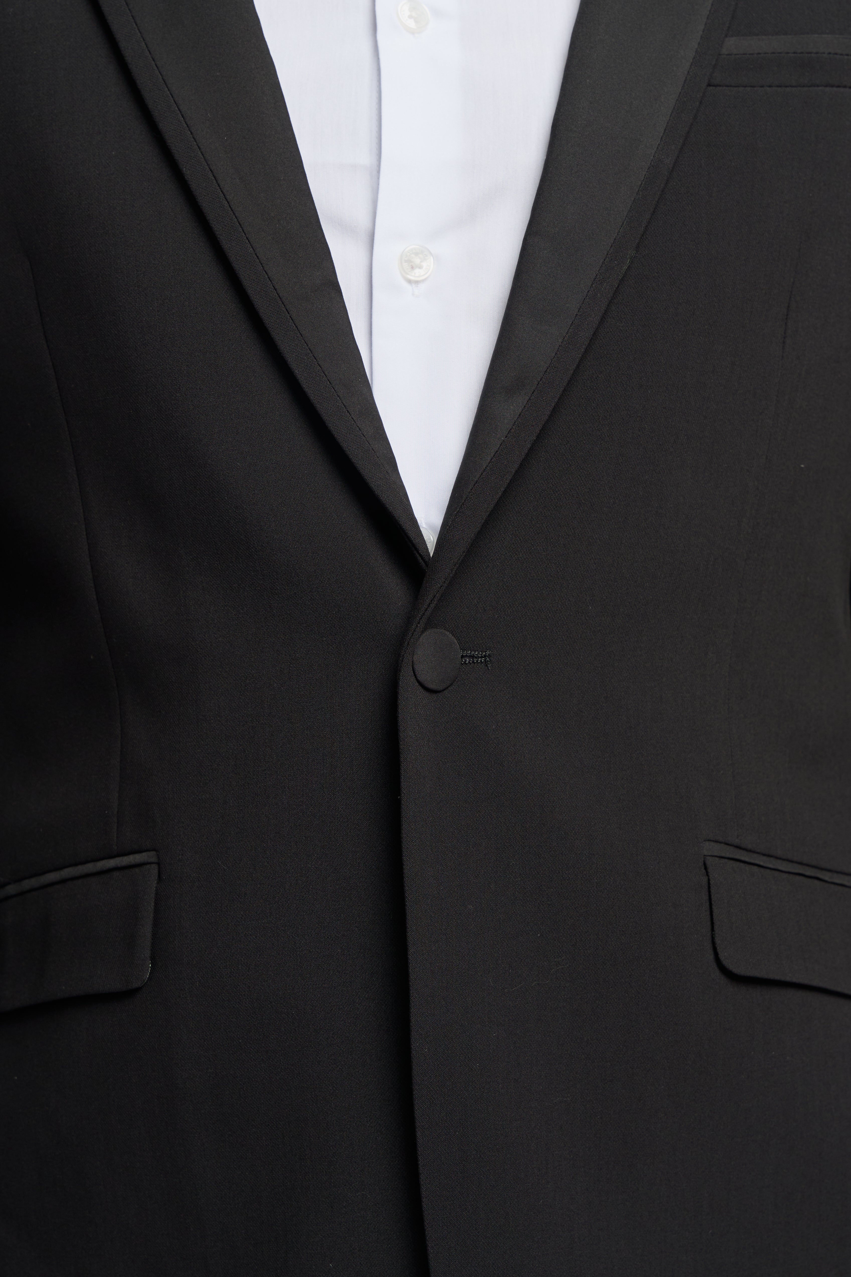 Men's Slim Fit Tuxedo Black Suit - Black