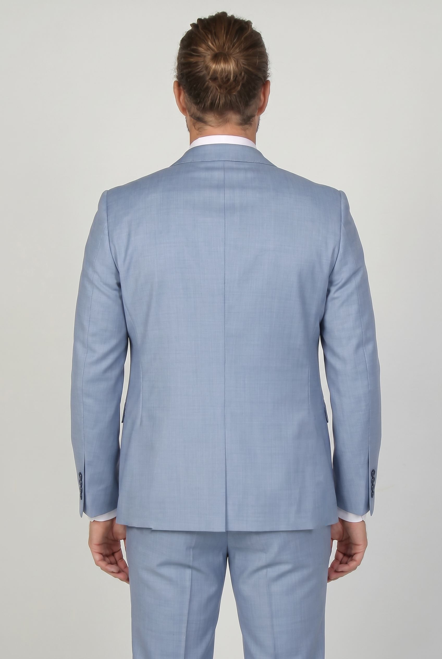 Men's Tailored Fit Formal Suit  - CHARLES - Blue Model Back Picture