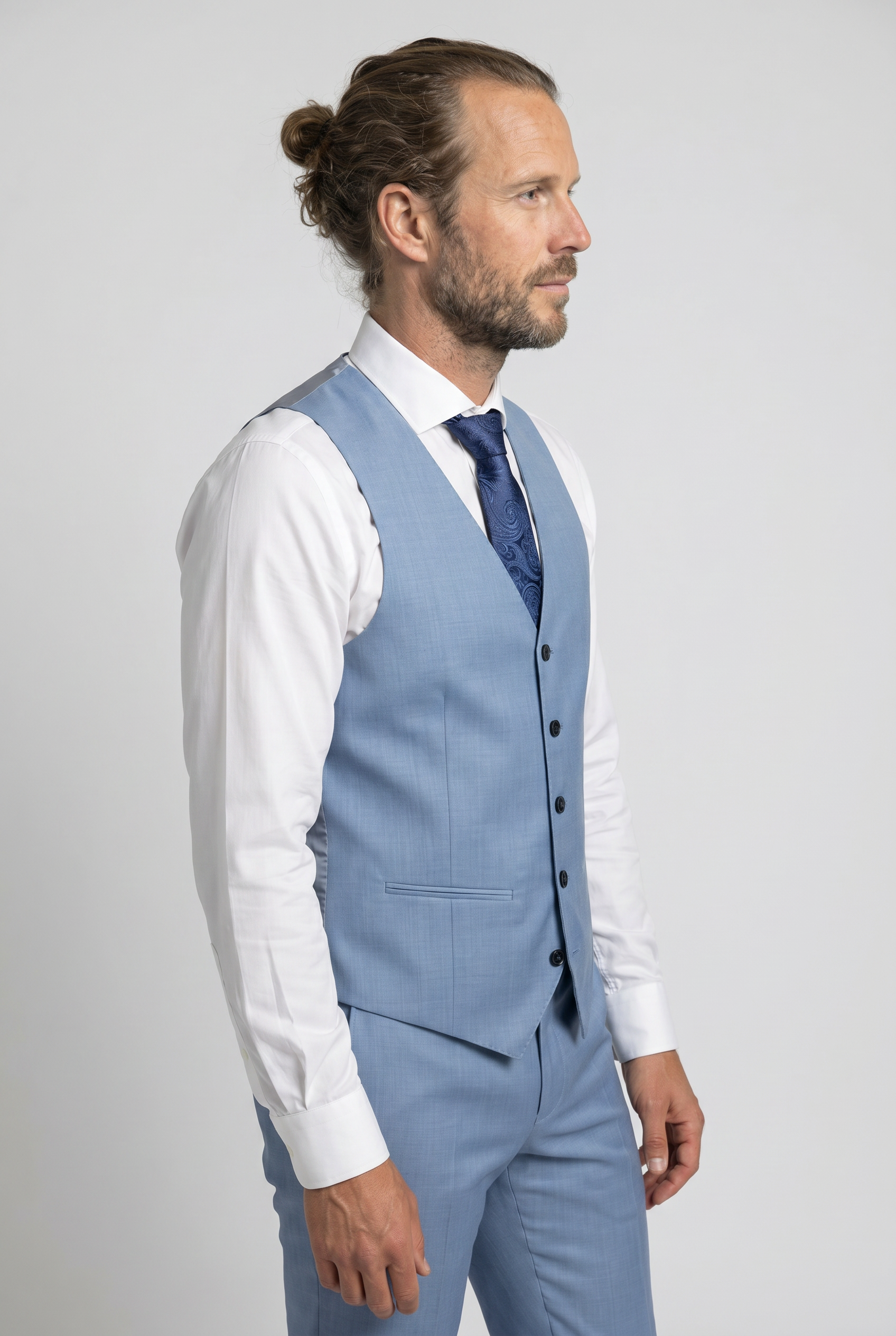 Men's Tailored Fit Formal Suit  - CHARLES - Blue Side Picture