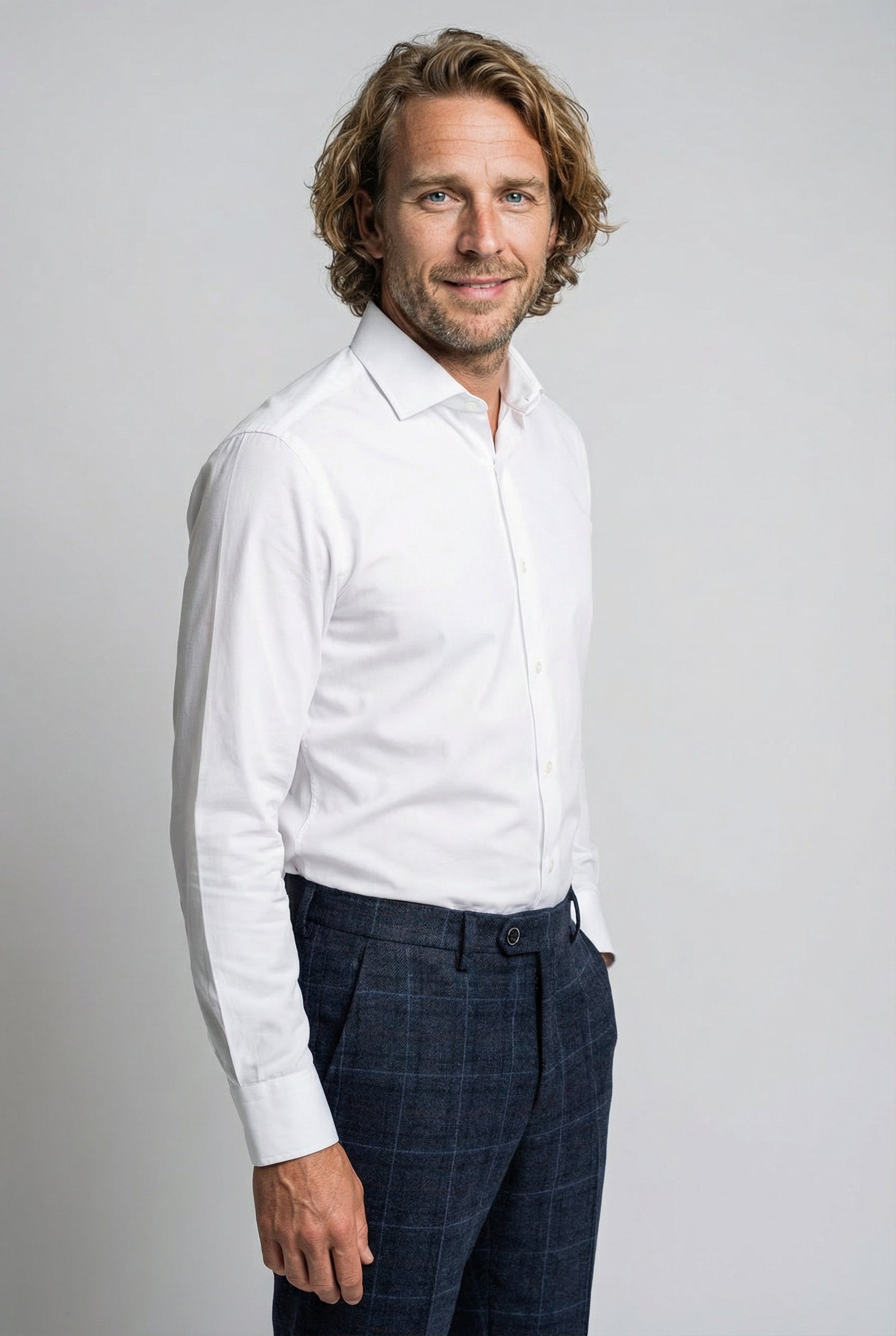 Herren Maßgeschneiderte Retro Karo Hose - ANTHONY NAVY - Marineblau