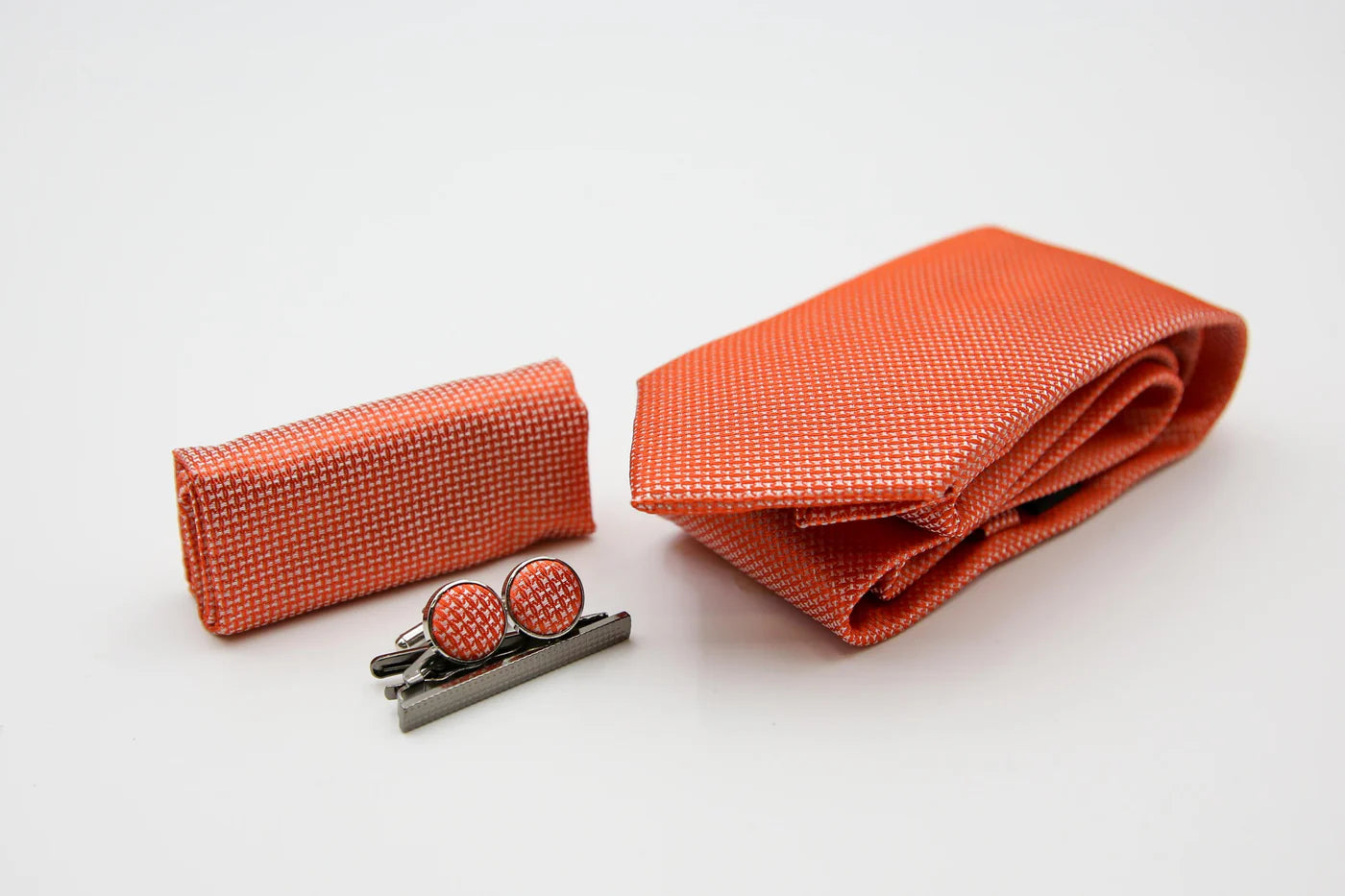 Men's Textured Tie & Cufflinks Set - Orange