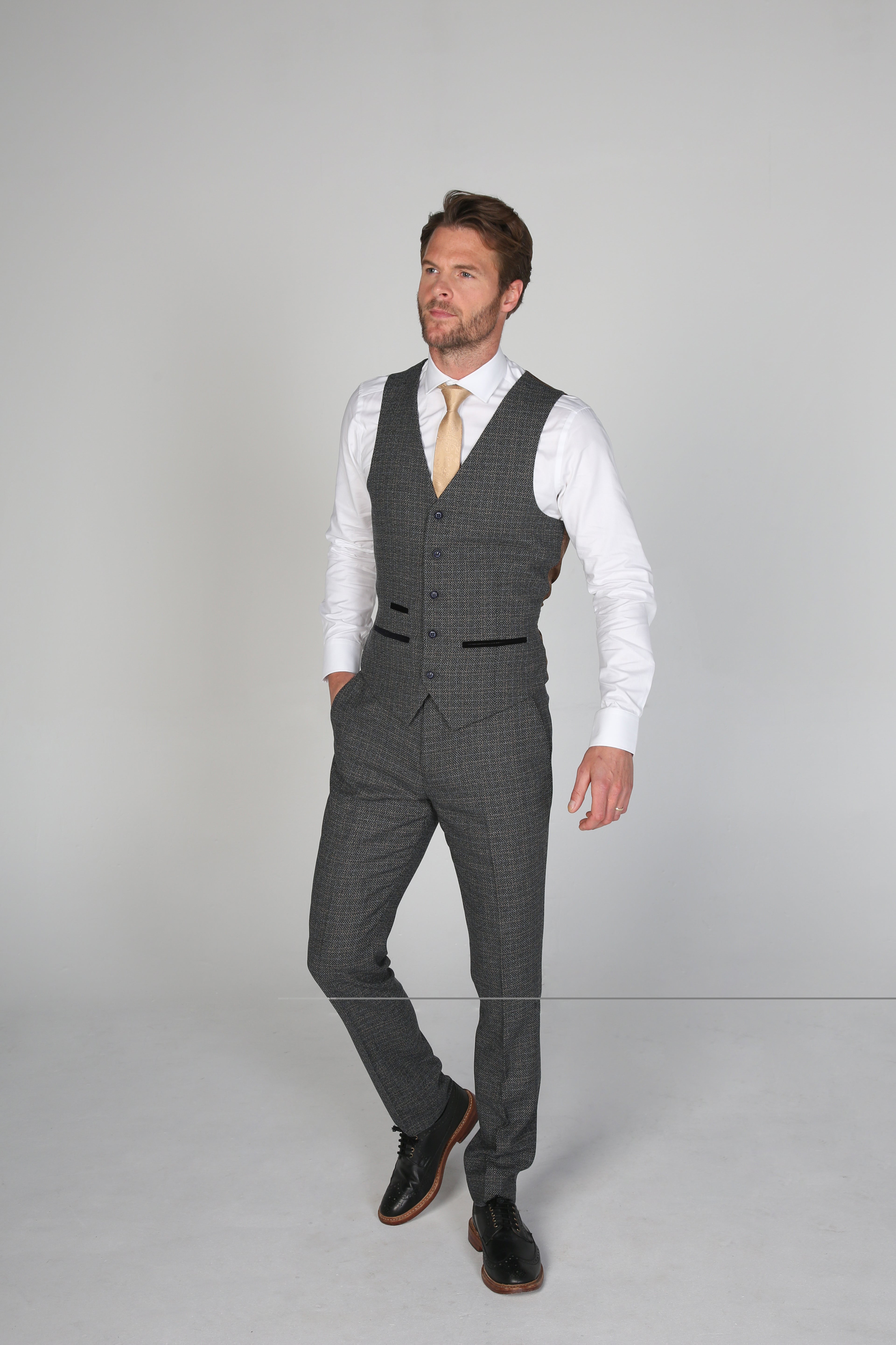 Men's Tweed-Like Formal Waistcoat - RALPH - Grey