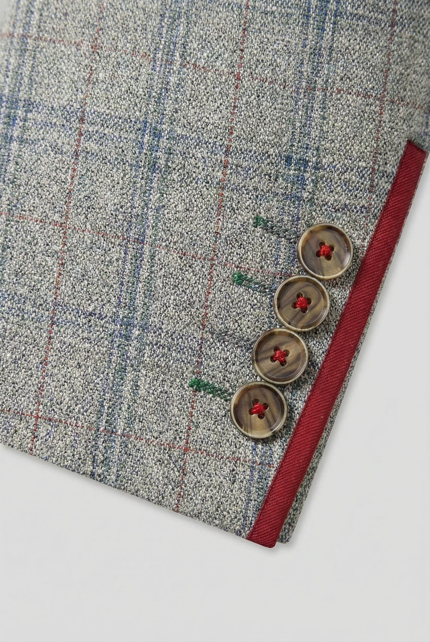 Herren Tweed Karo Slim Fit Grauer Anzug - ANDREW - Grau