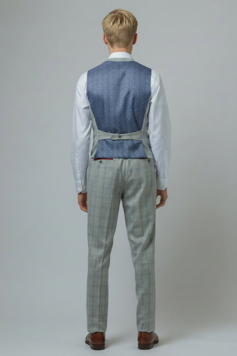 Traje gris de corte ajustado para hombre con cuadro de tweed - ANDREW - Gris