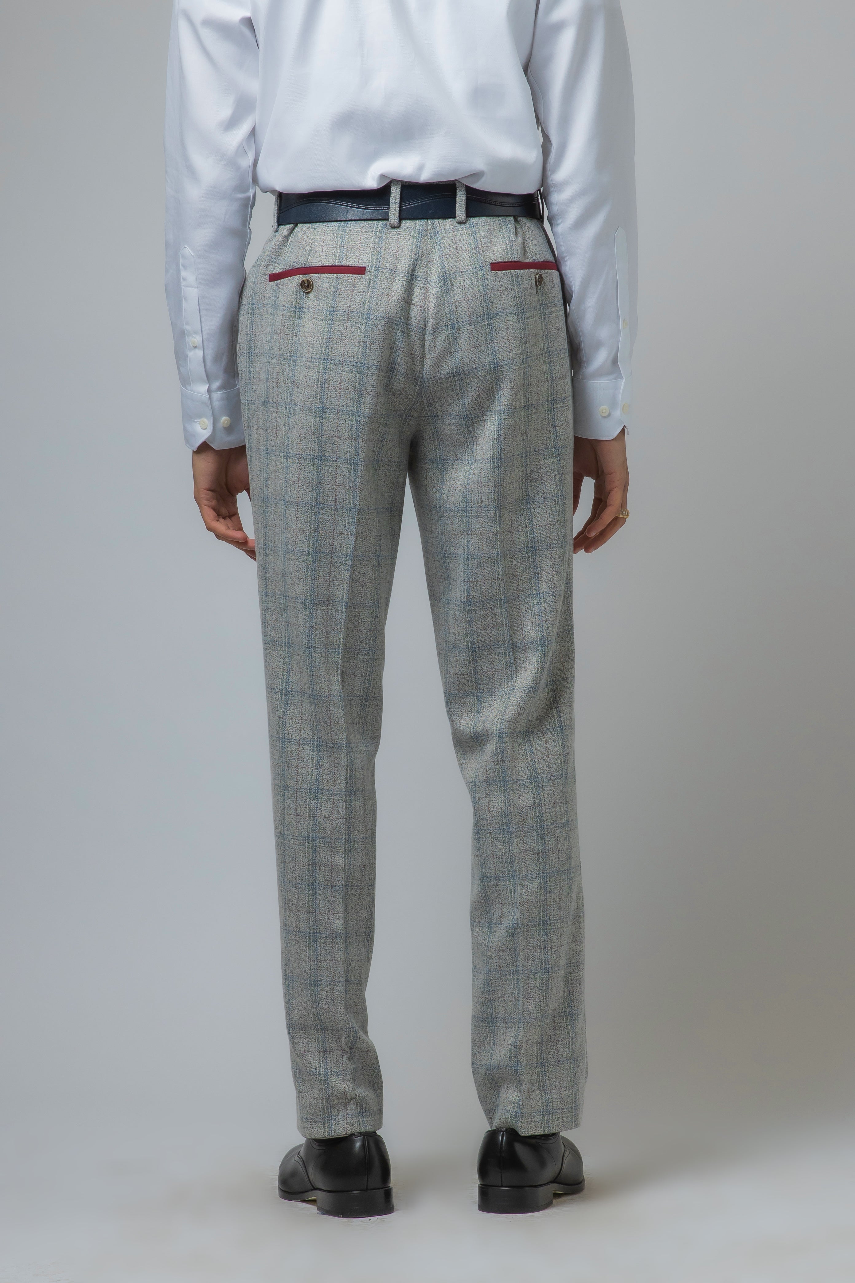 Herren Tweed Karo Slim Fit Graue Hose - ANDREW - Grau