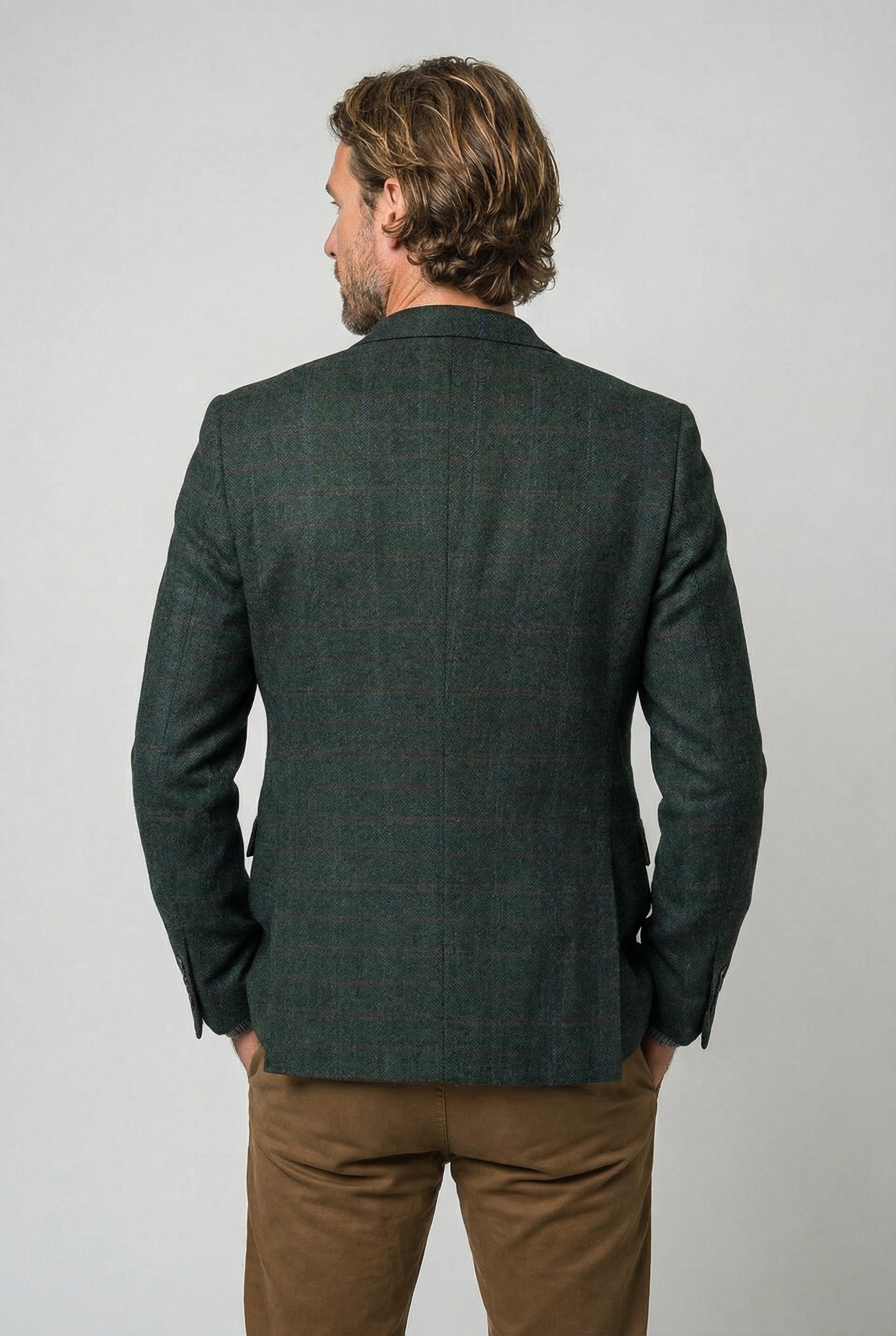 Giacca da completo su misura da uomo in tweed a quadri - JOSHUA - Verde