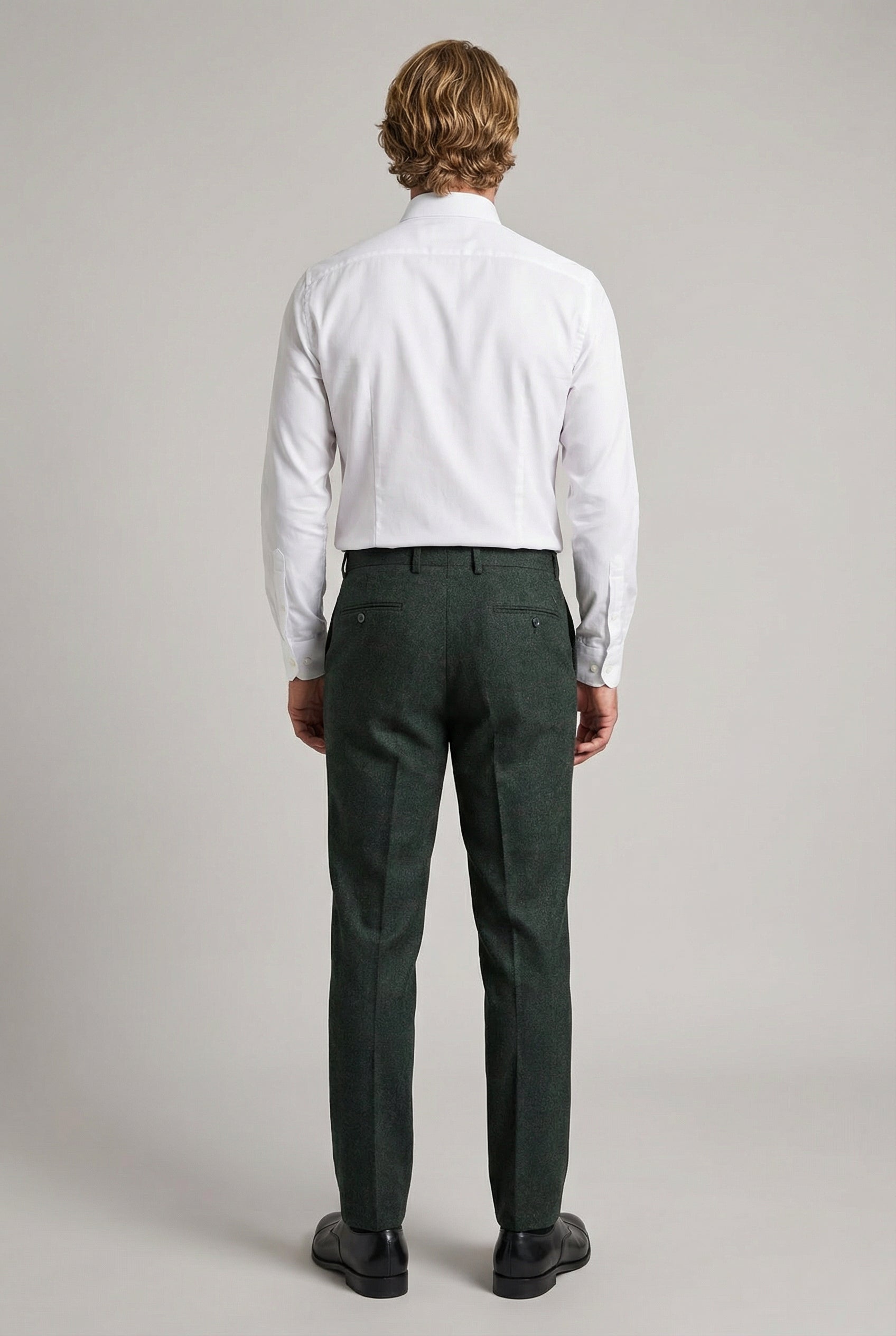Pantalones a medida de corte entallado para hombre de cuadros de tweed - JOSHUA Green - Verde