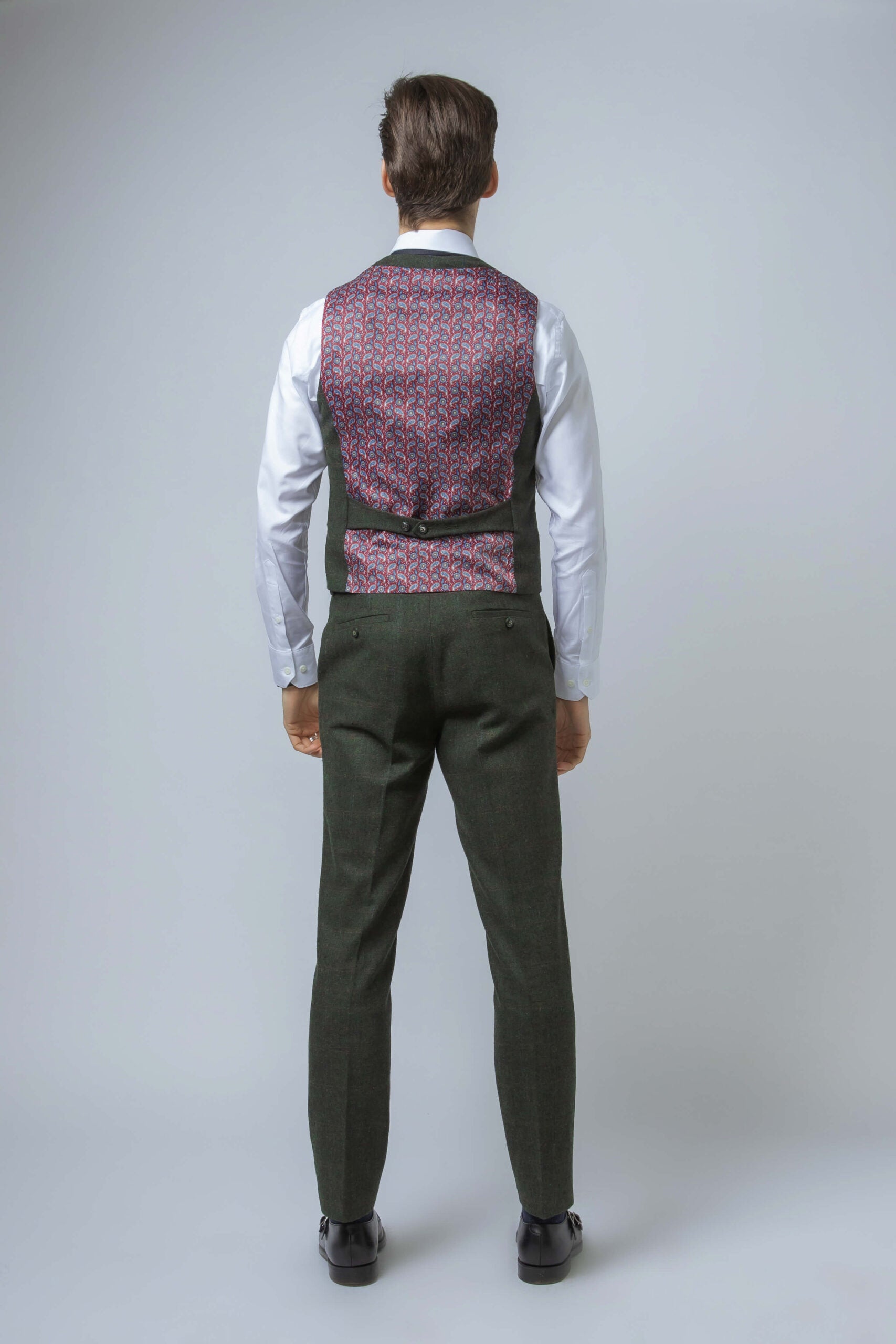 Men's Tweed Check Tailored Fit Waistcoat - JOSHUA Green - Green