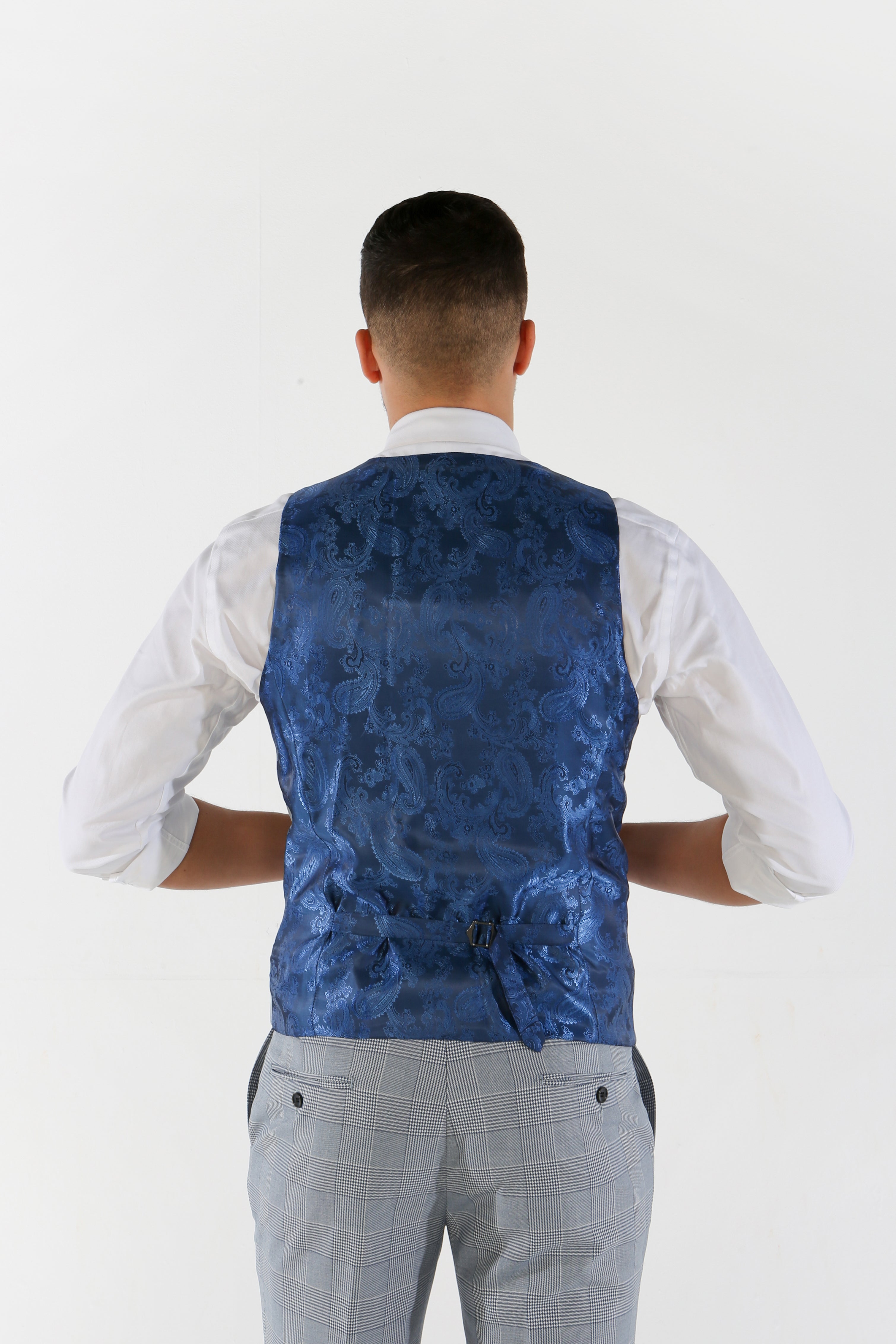 Costume en Tweed à Motif Pied-de-Poule Bleu Ciel pour Homme - MARK - Bleu Ciel