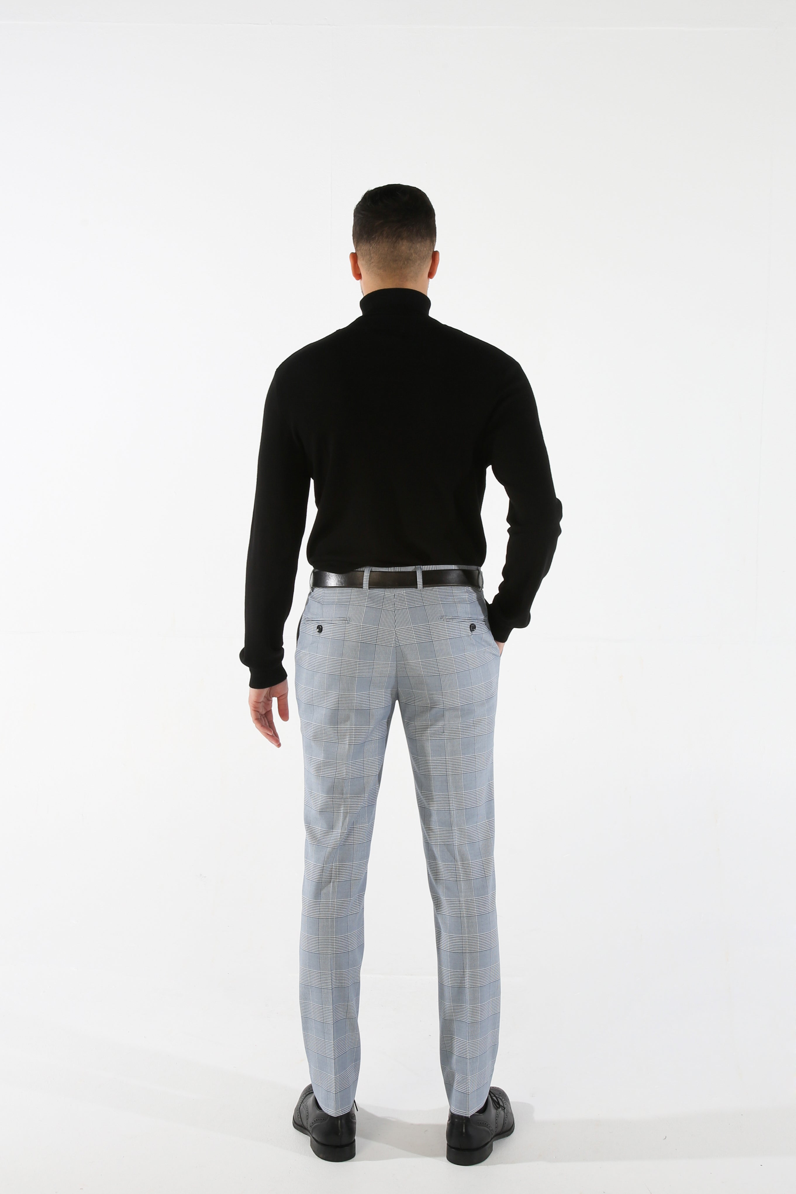 Costume en Tweed à Motif Pied-de-Poule Bleu Ciel pour Homme - MARK - Bleu Ciel