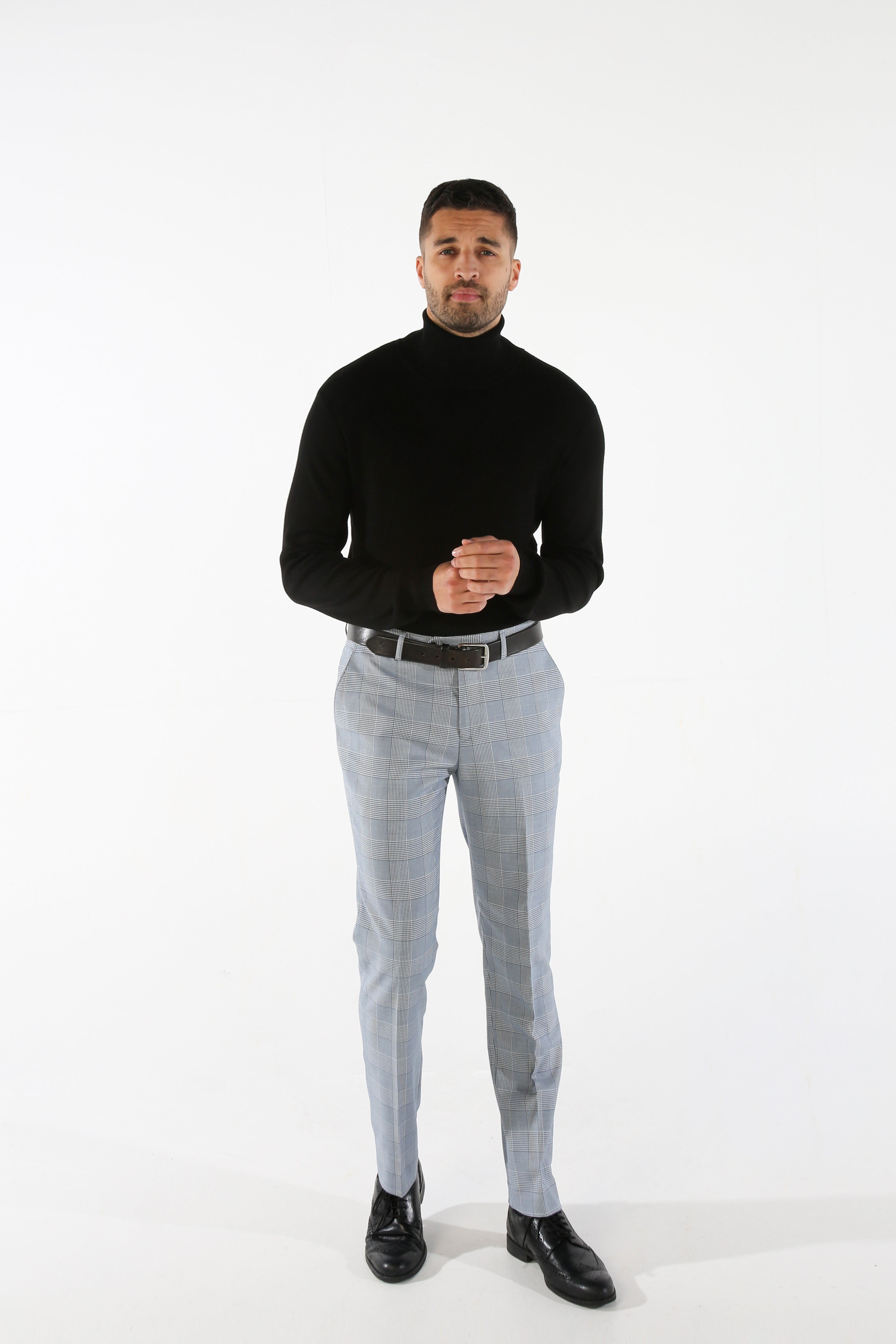 Costume en Tweed à Motif Pied-de-Poule Bleu Ciel pour Homme - MARK - Bleu Ciel