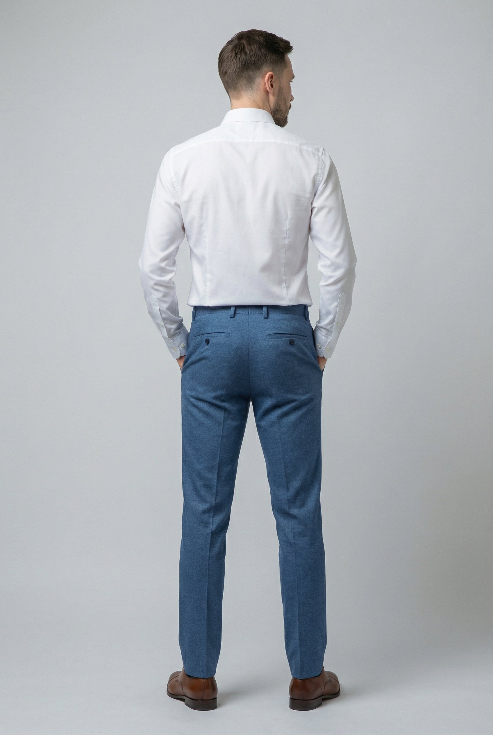 Traje azul Yale ajustado de tweed para hombre - JAXON