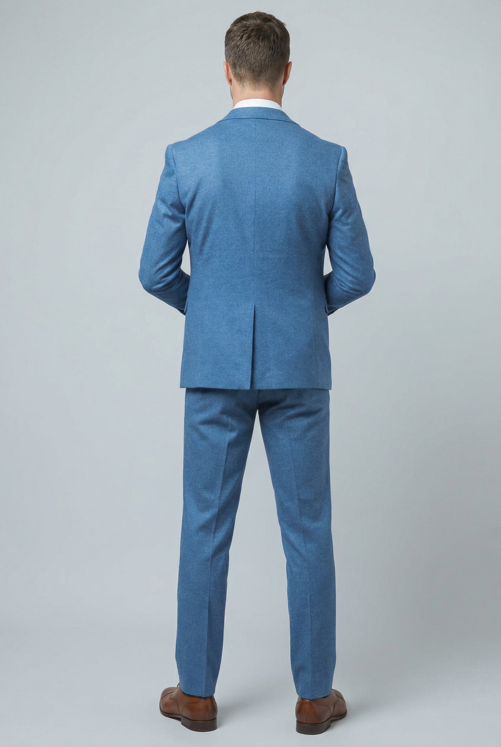 Traje azul Yale ajustado de tweed para hombre - JAXON