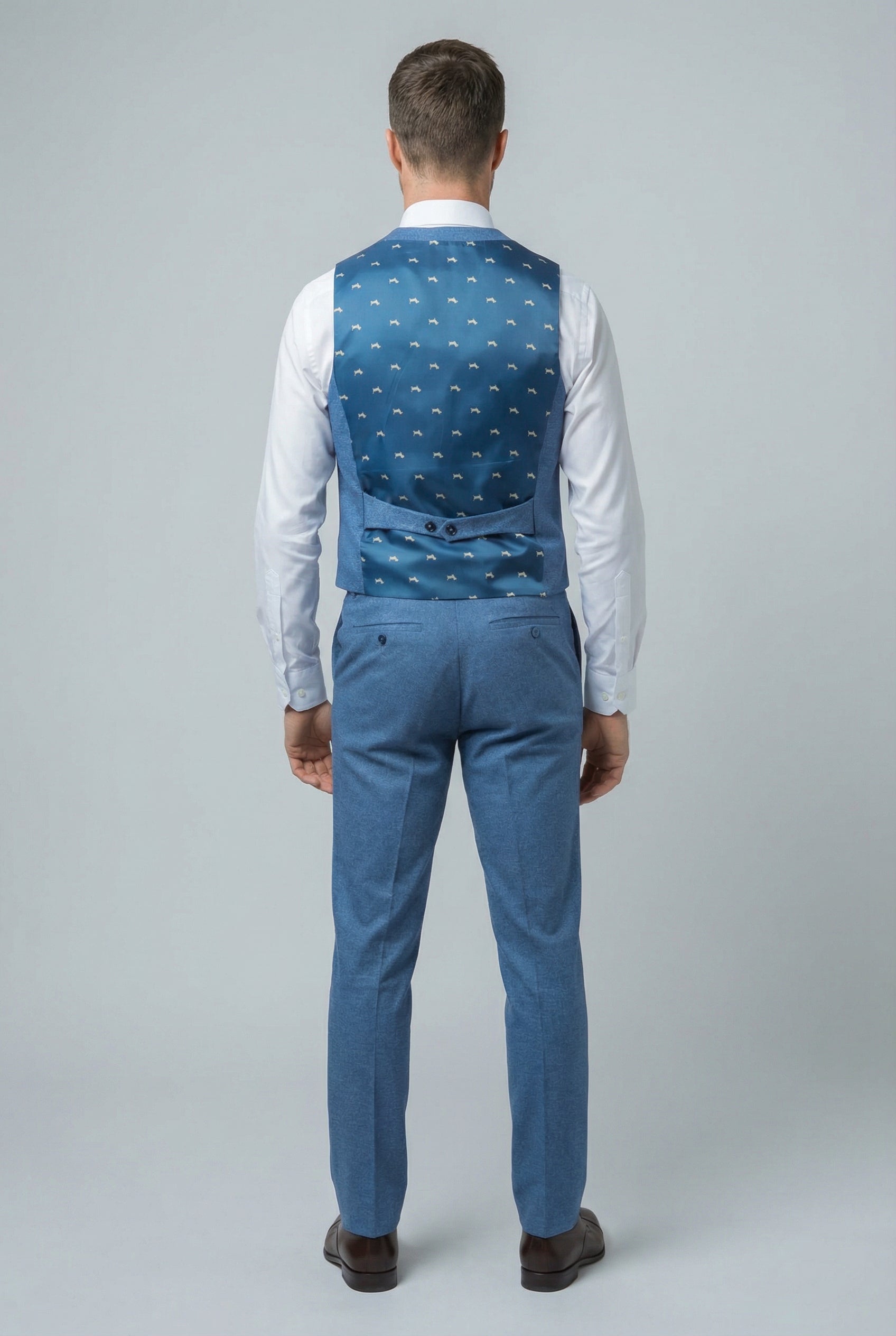 Traje azul Yale ajustado de tweed para hombre - JAXON