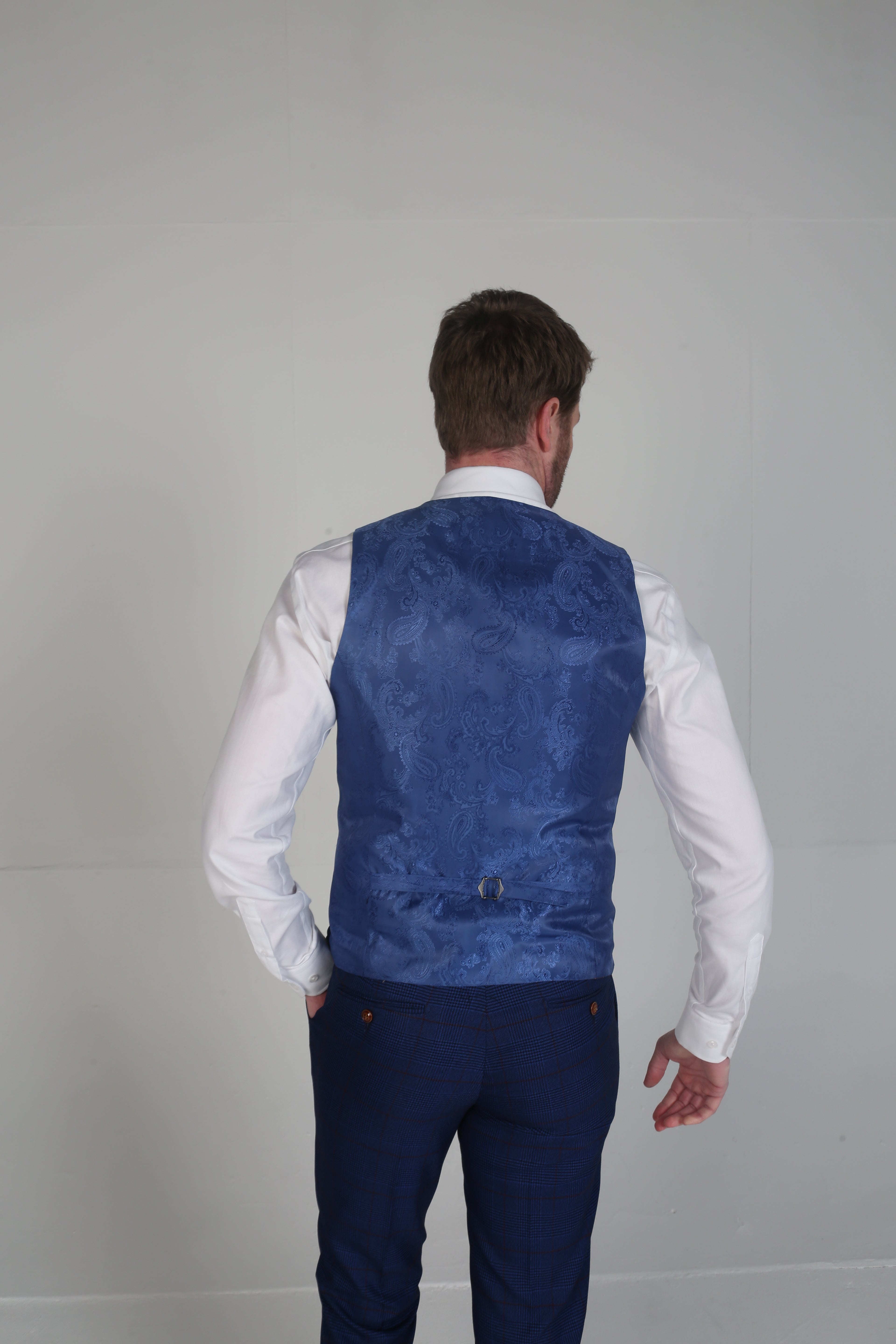 Gilet en Tweed à Motif Windowpane Bleu Marine pour Homme - ALEX - Bleu Marine