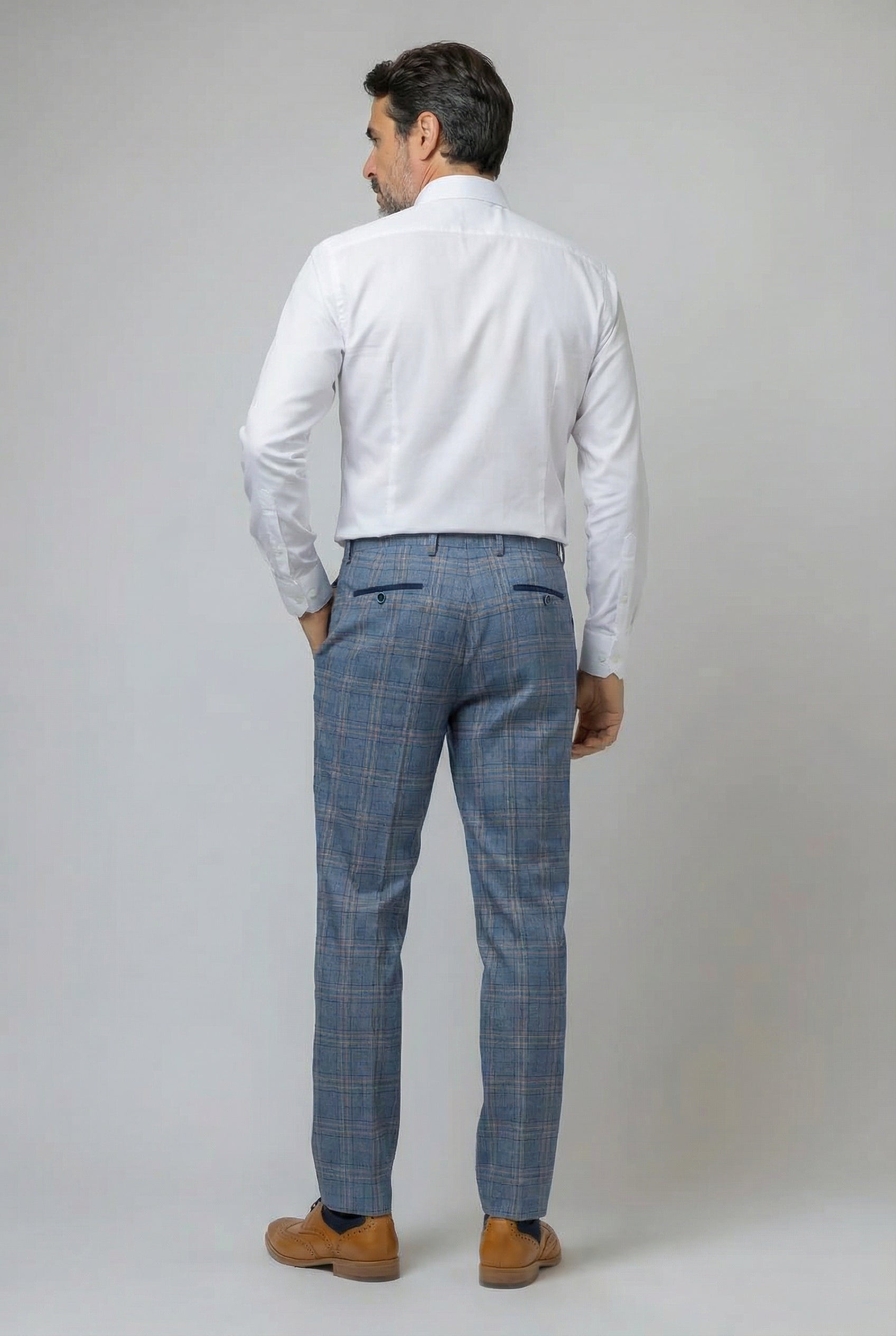 Men's Windowpane Check Slim Fit Suit - LEVI - Blue