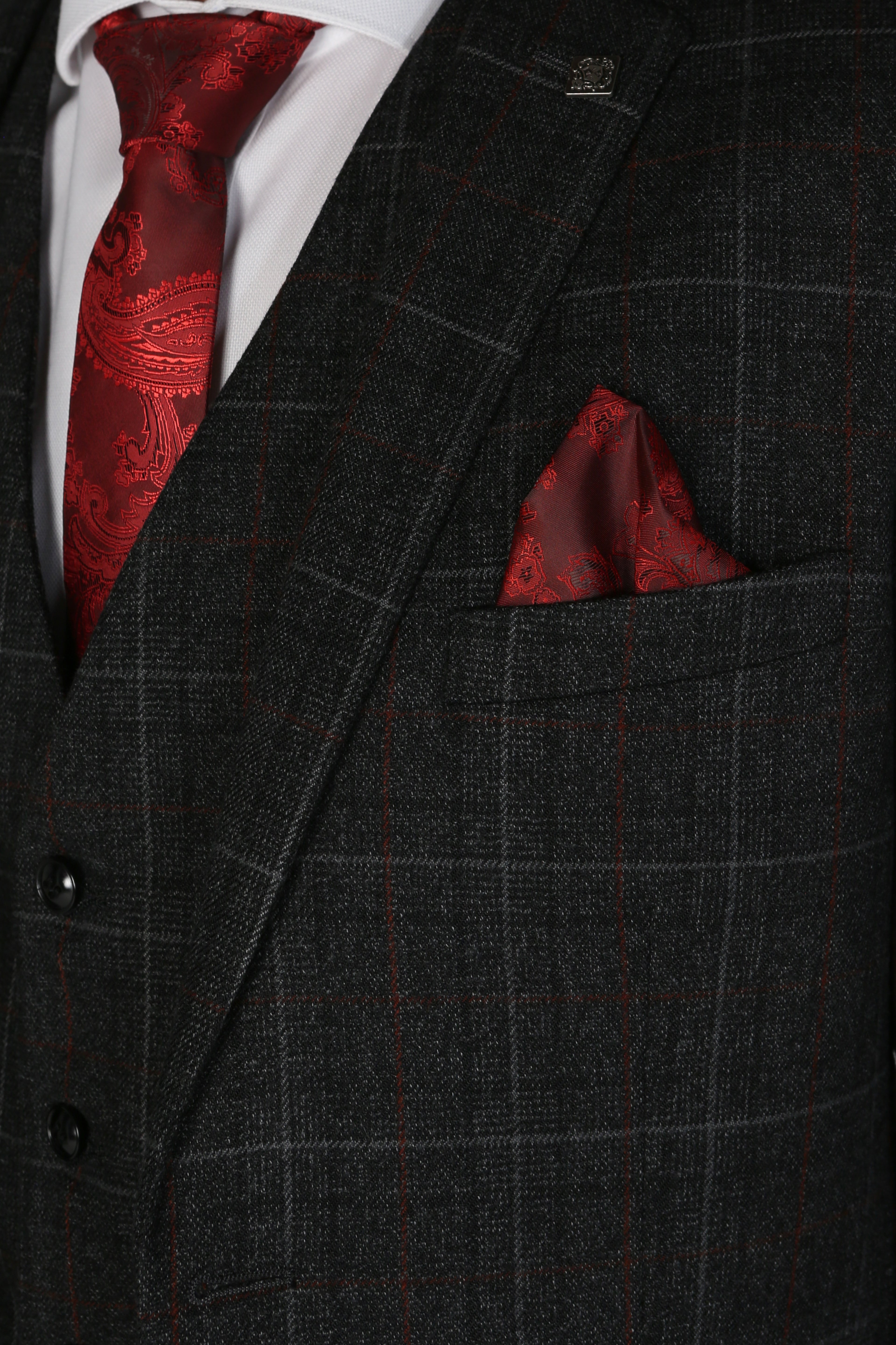 Herren Windowpane Maßgeschneiderter Anzug - HARVEY - Anthrazitgrau
