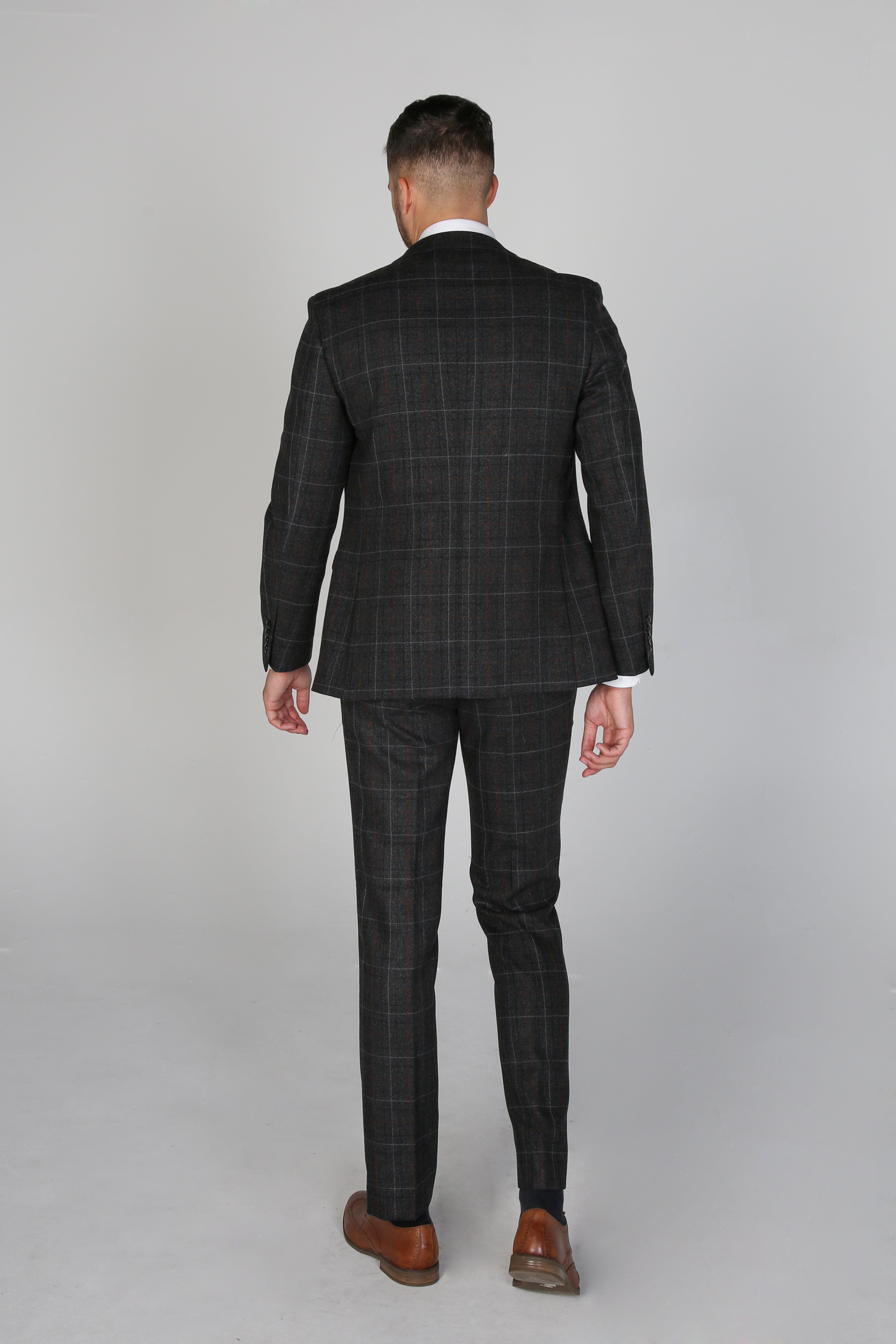 Herren Windowpane Maßgeschneiderter Anzug - HARVEY - Anthrazitgrau