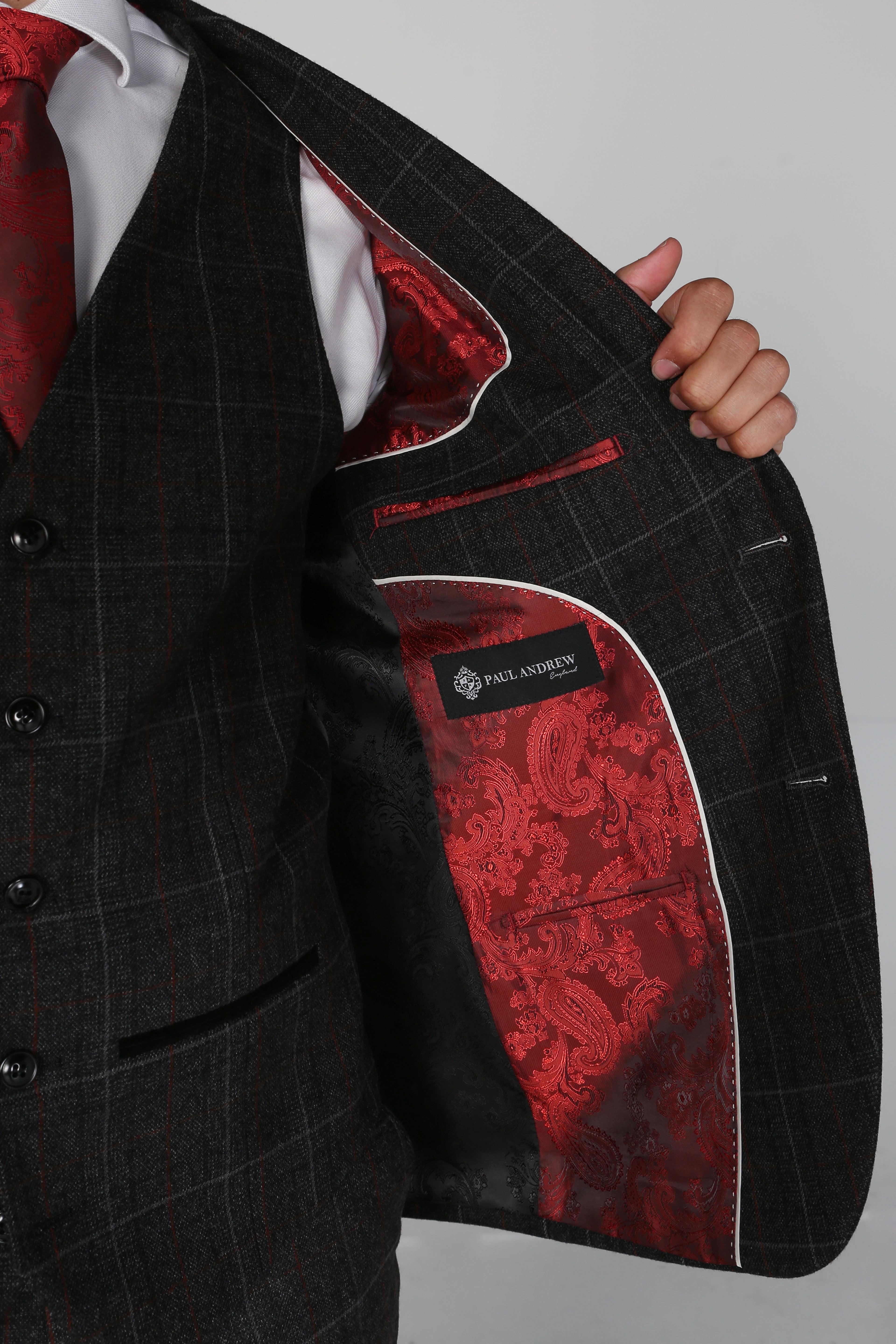 Herren Windowpane Maßgeschneiderter Anzug - HARVEY - Anthrazitgrau