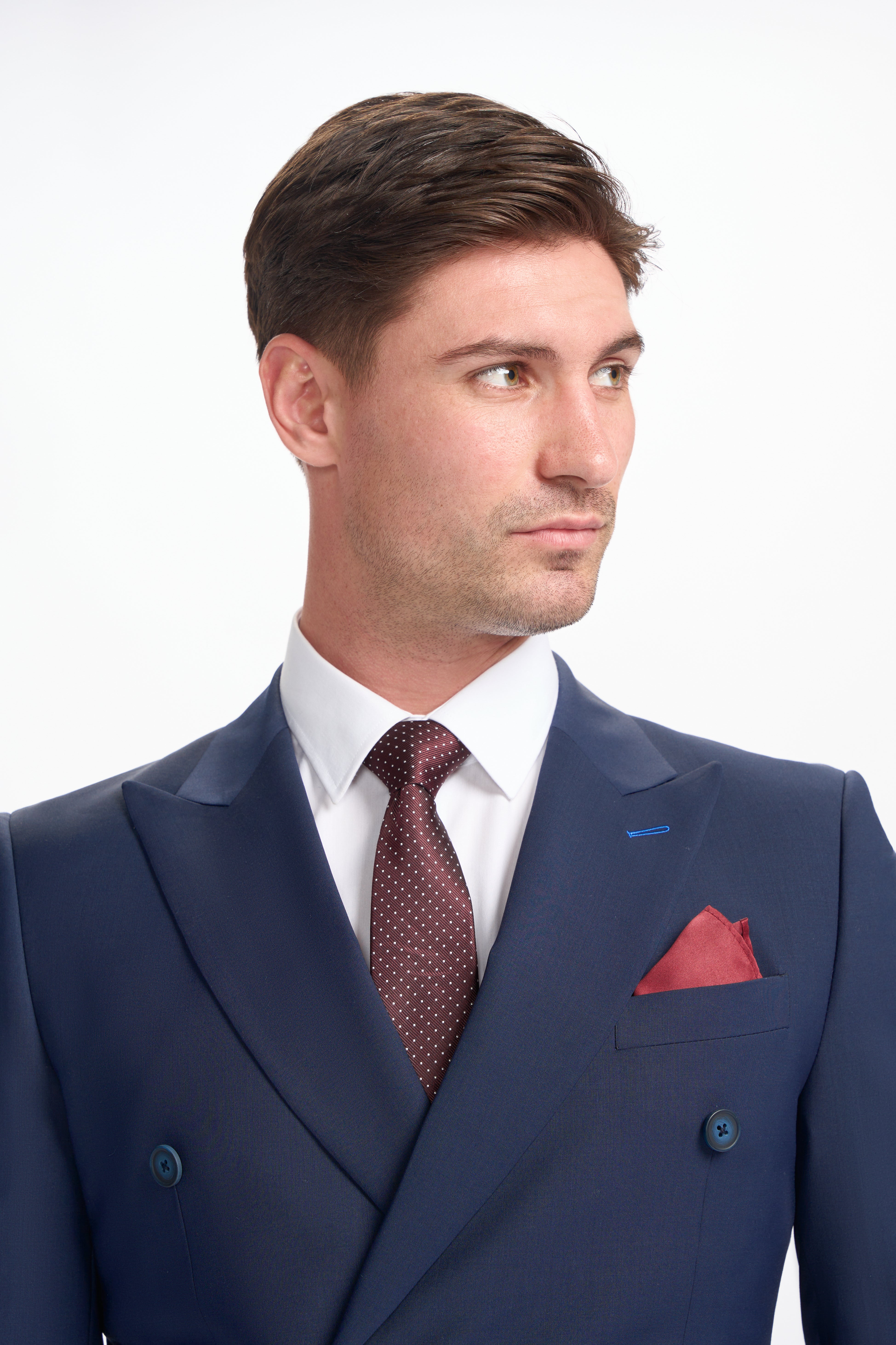 Veste de Costume Double Boutonnage en Laine Mélangée pour Homme - BOND D/B - Bleu Marine