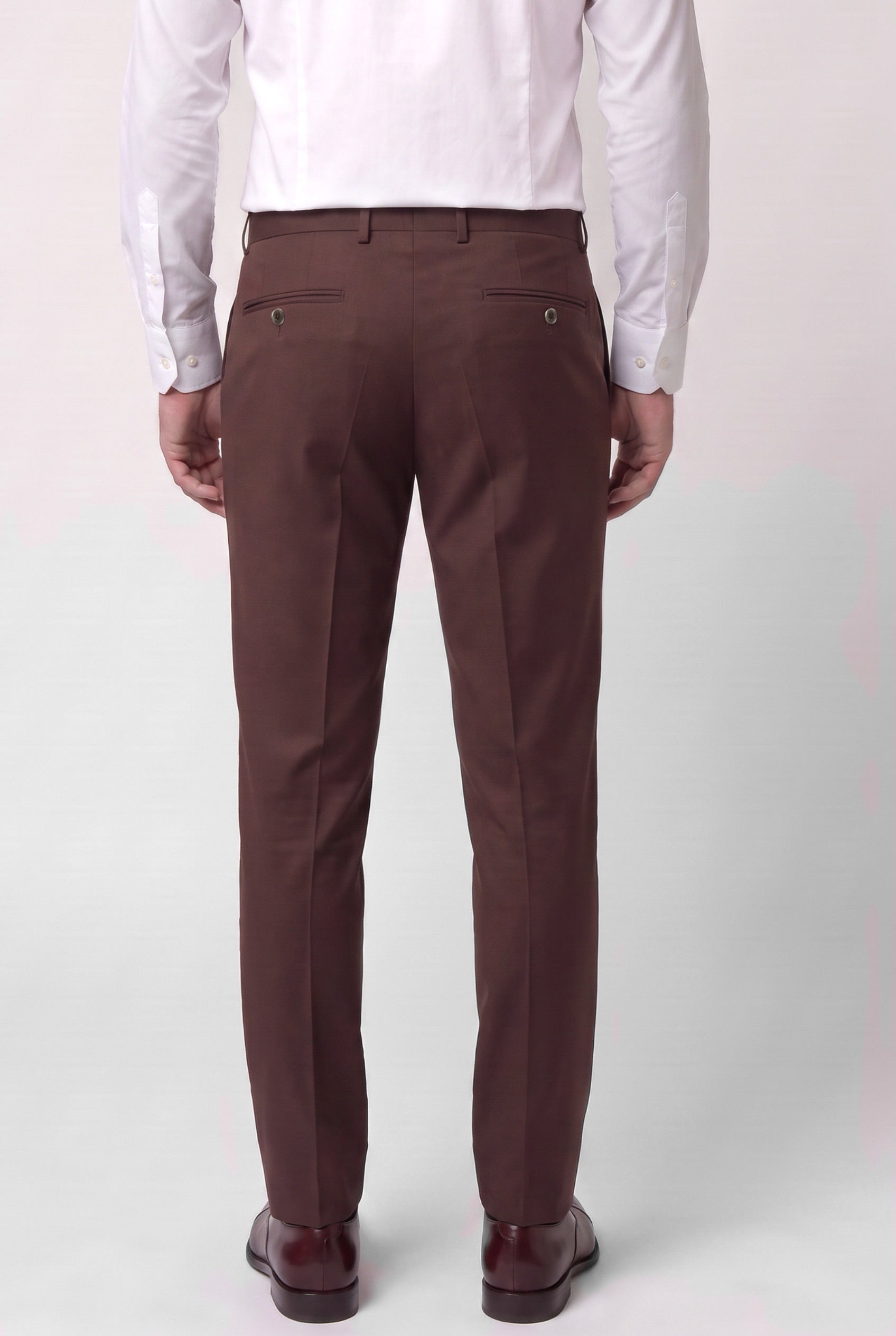 Men’s Wool Blend Formal Trousers - Style PEDRO BROWN
