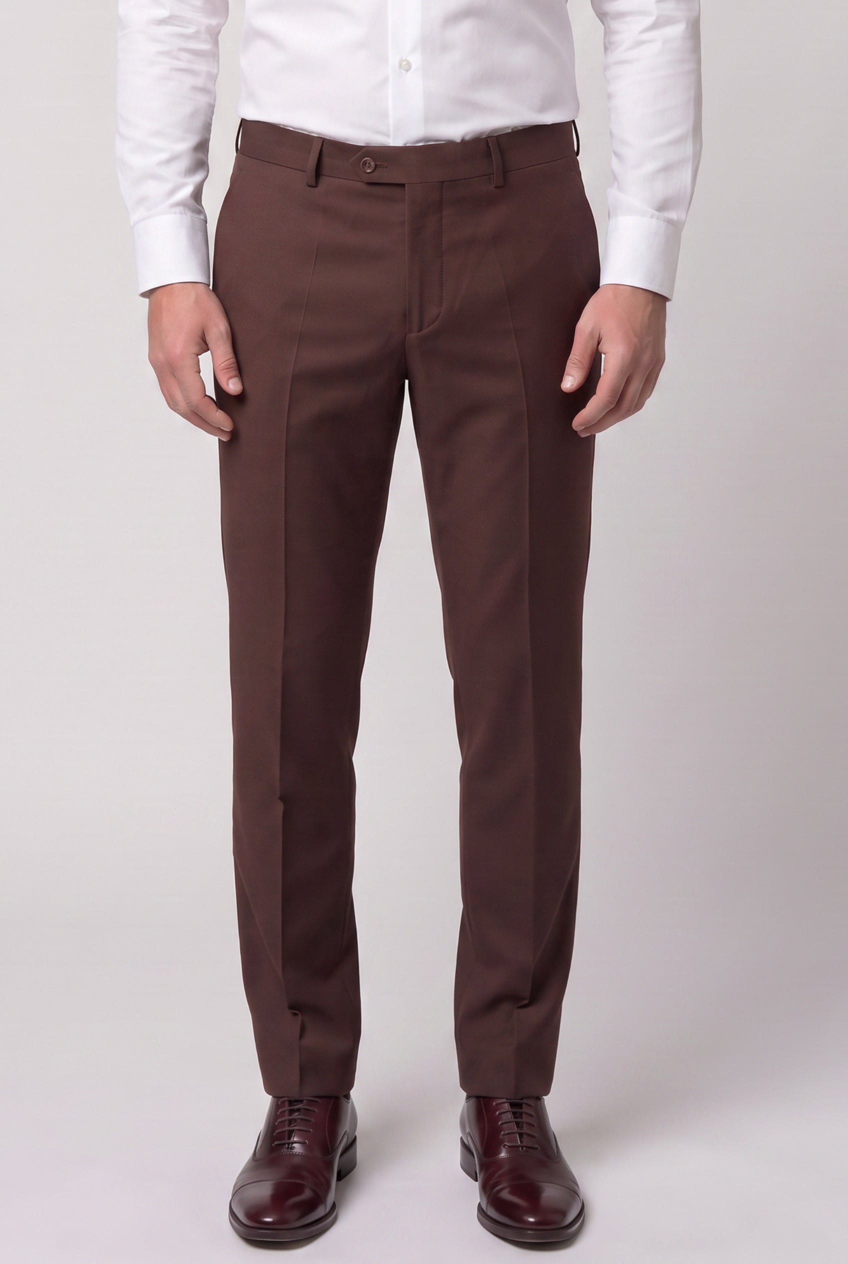 Men’s Wool Blend Formal Trousers - Style PEDRO BROWN