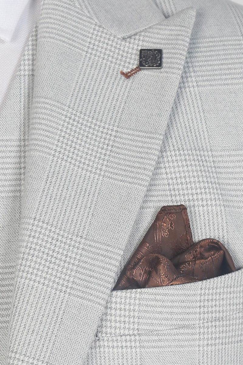 Costume à carreaux chevrons pour hommes et garçons Coupe ajustée - MARK - Beige pierre