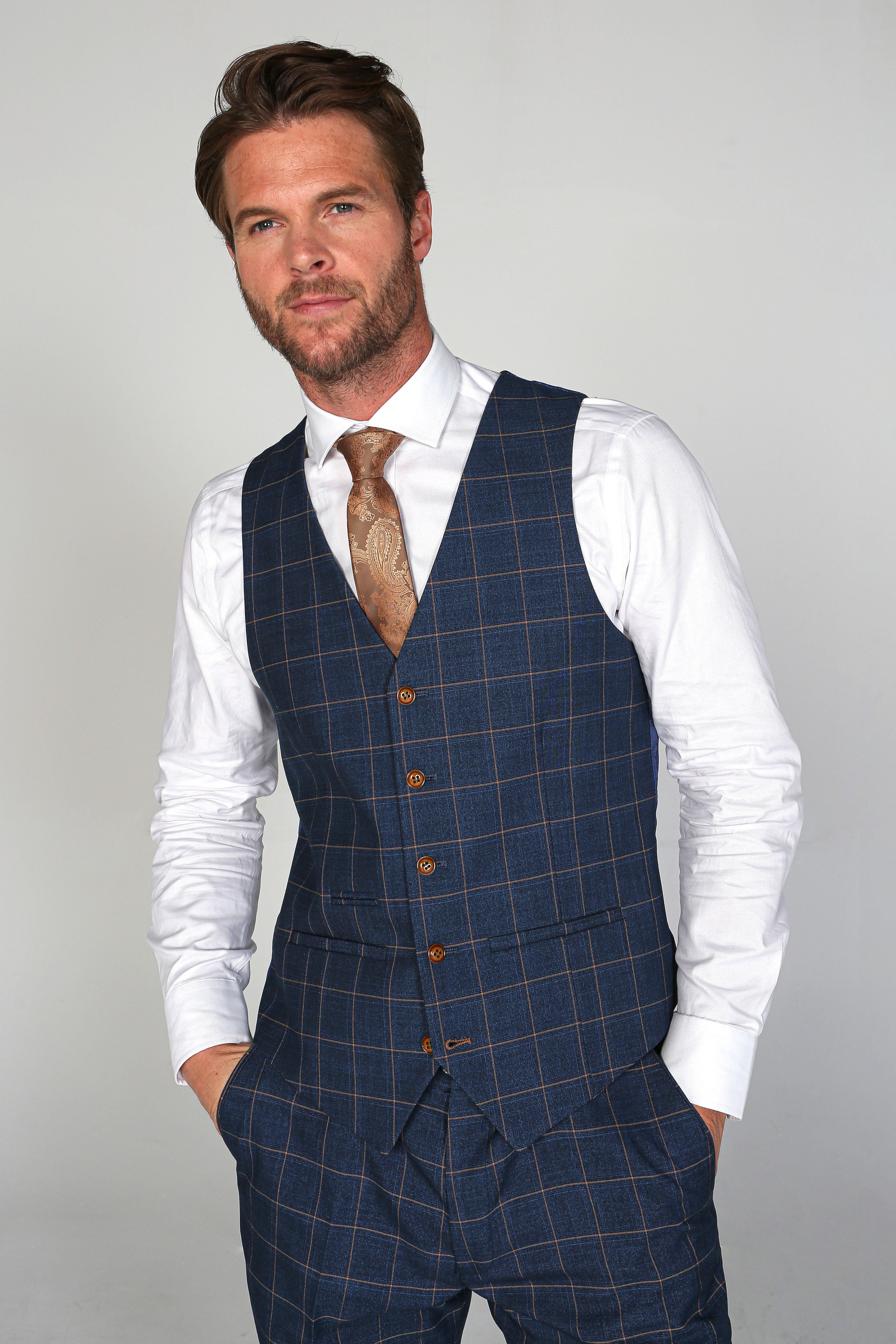 Maßgeschneiderter Anzug mit Fensterkaro für Herren und Jungen - HAMLEYS - Kornblumenblau