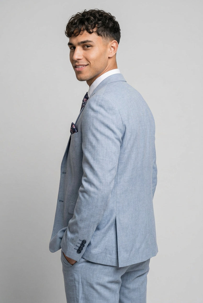 Miami Sky Blue 2-Piece Prom Suit Back Picture