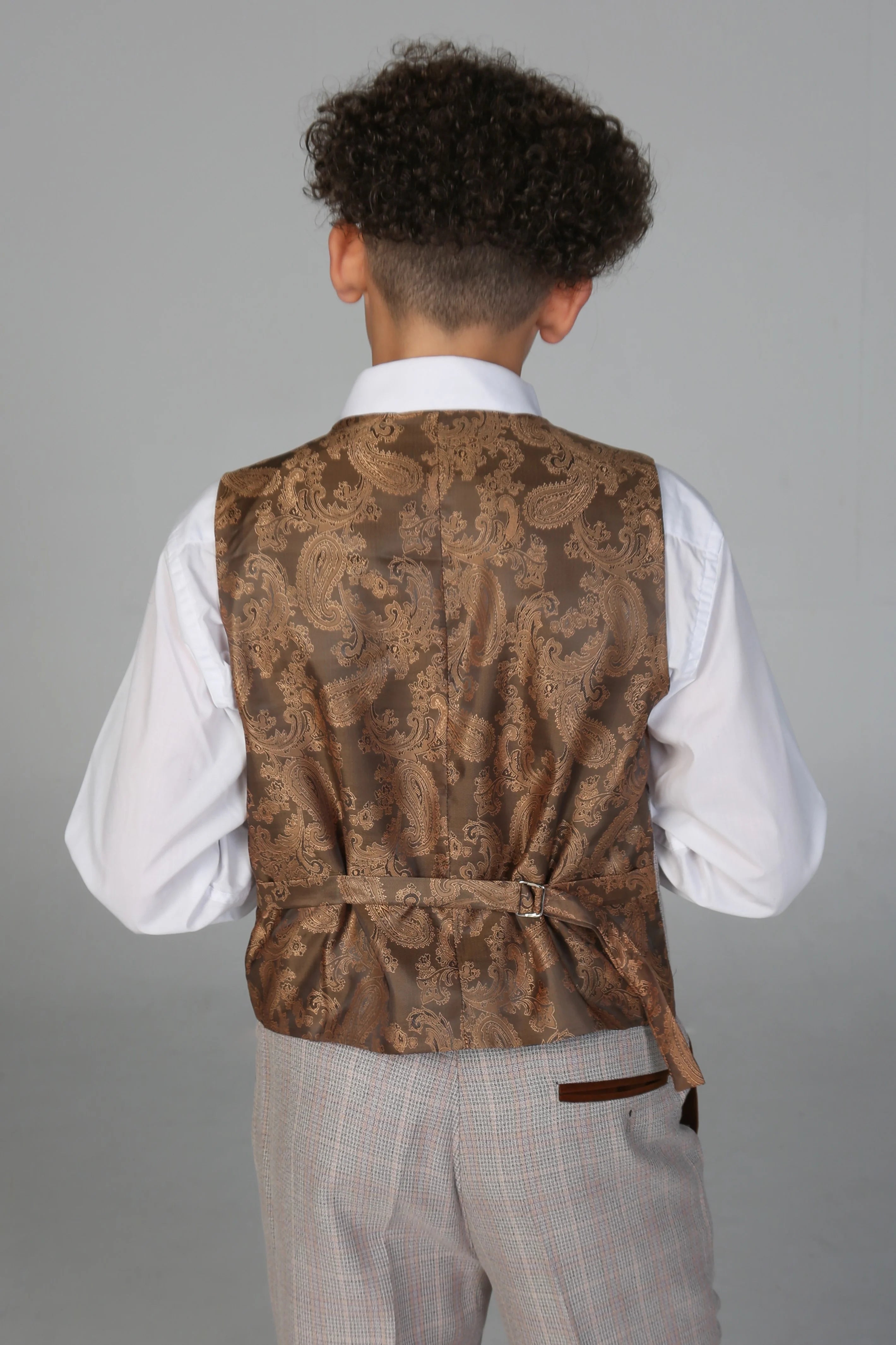 Costume à carreaux coupe ajustée pour hommes et garçons – LEO - Beige