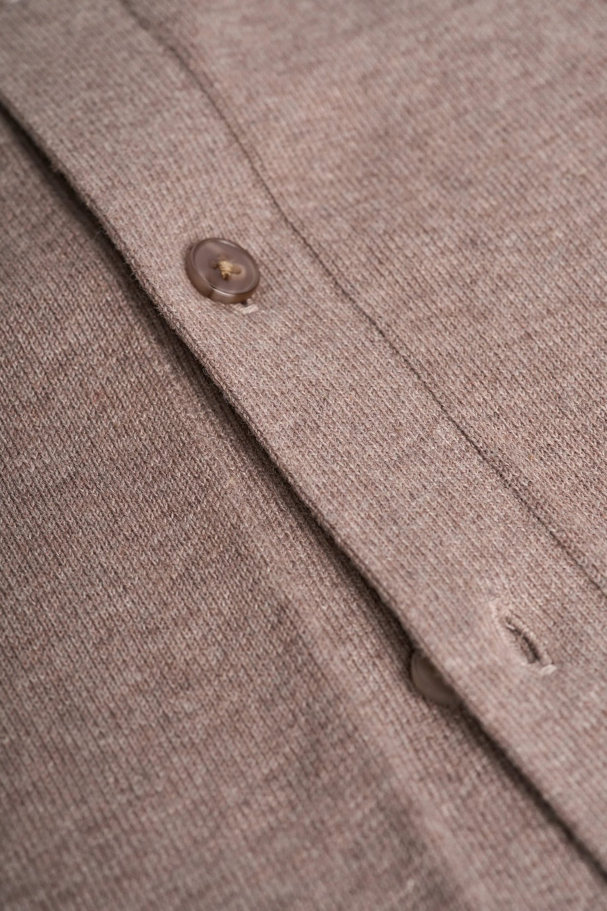 Men's Cotton Collared Button-Up Cardigan – Cavani Roselli Light Brown detail picture