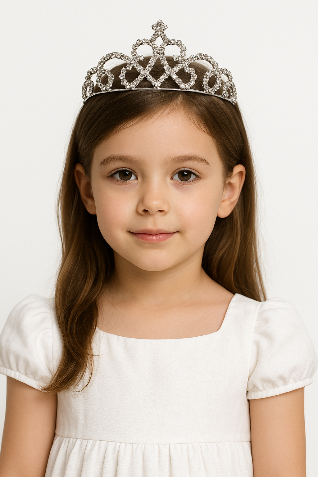 Sparkly Silver Rhinestone Tiara Comb Model Picture
