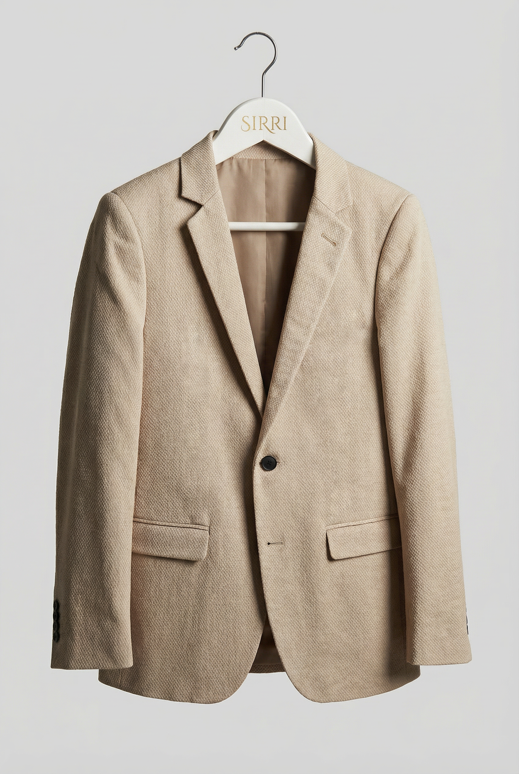 Costume 5 pièces pour garçon en tissu texturé avec gilet croisé - Marron clair