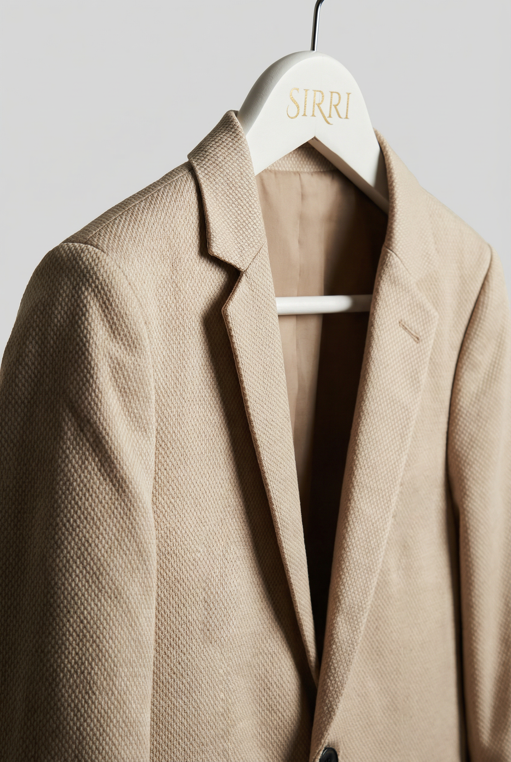 Costume 5 pièces pour garçon en tissu texturé avec gilet croisé - Marron clair