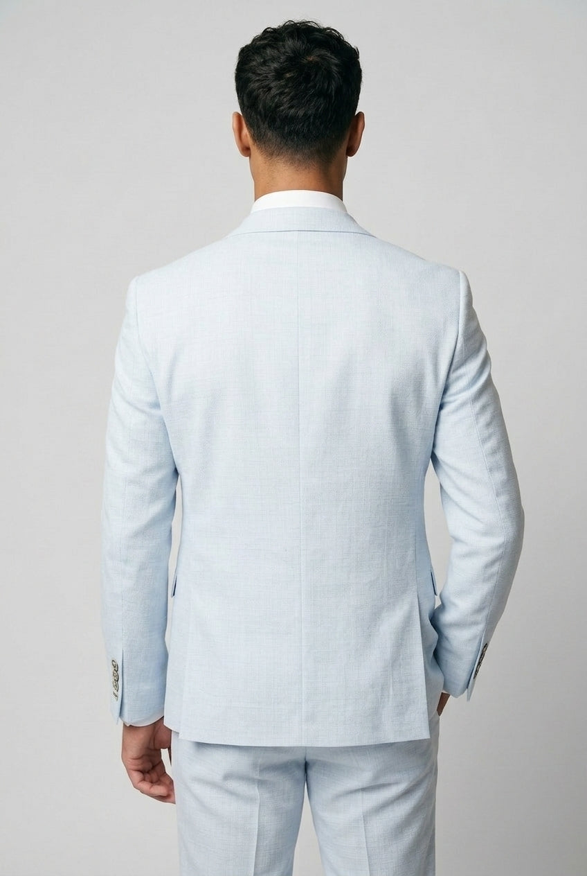 Tropez 2-Piece Textured Prom Suit - Sky Blue back picture