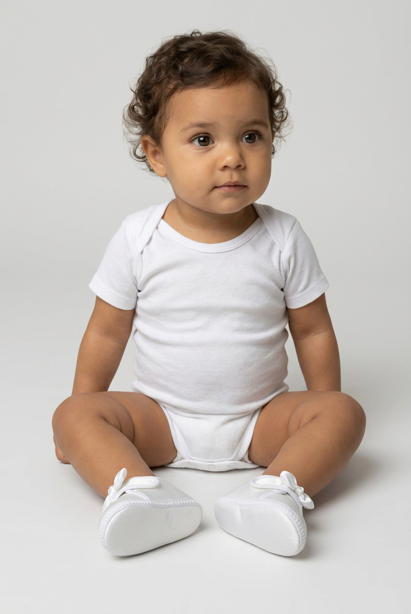 Unisex Babys Satin Schleifenwagen Schuhe - Weiß