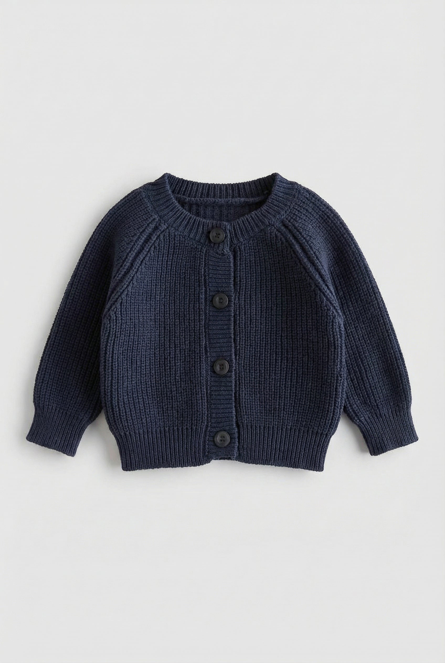 Unisex Baby 2-Piece Ribbed Knit Cardigan & Trousers Lounge Set - Navy Cardigan  Picture