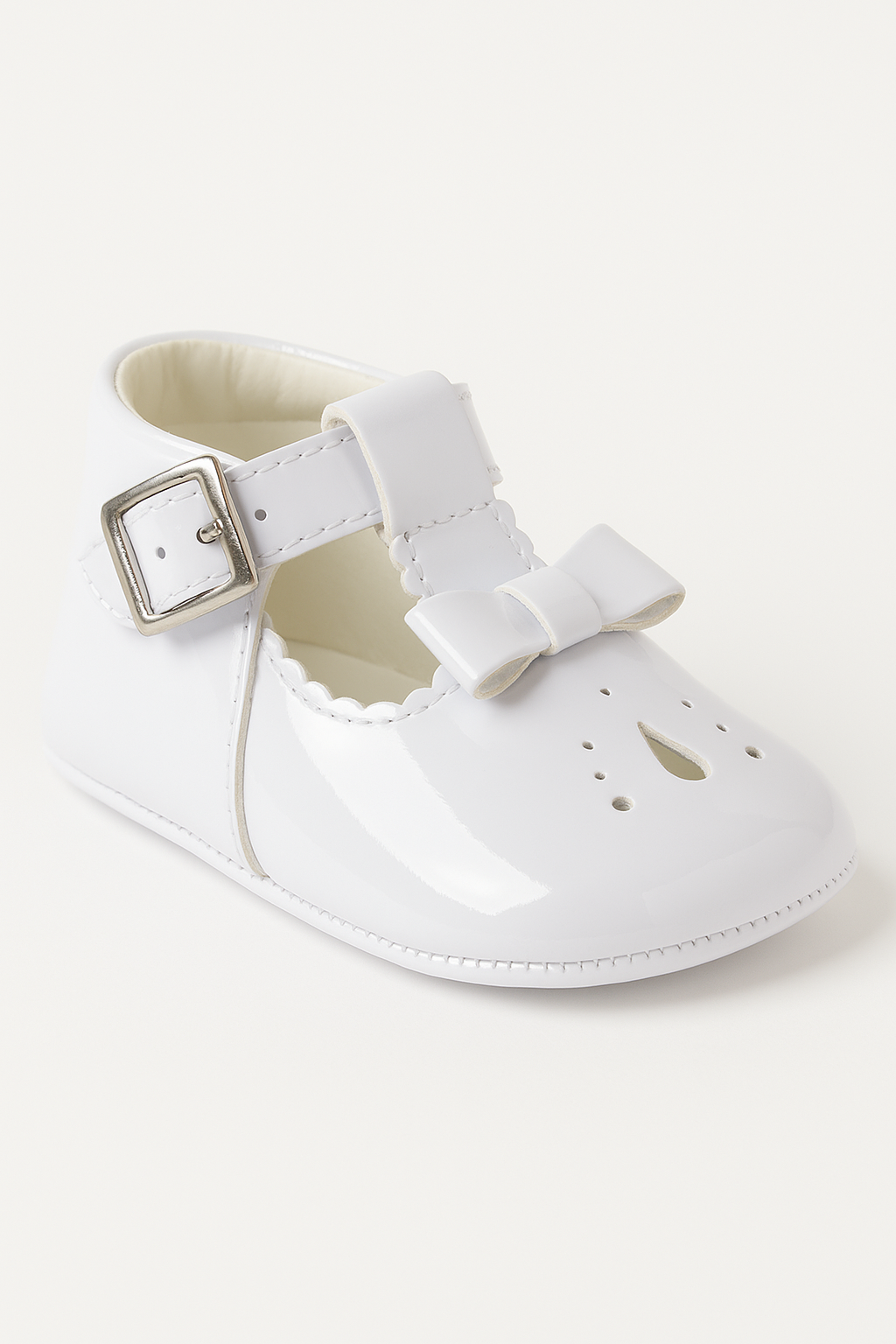 Unisex Baby Patent Shoes - HARPER - White Side Picture