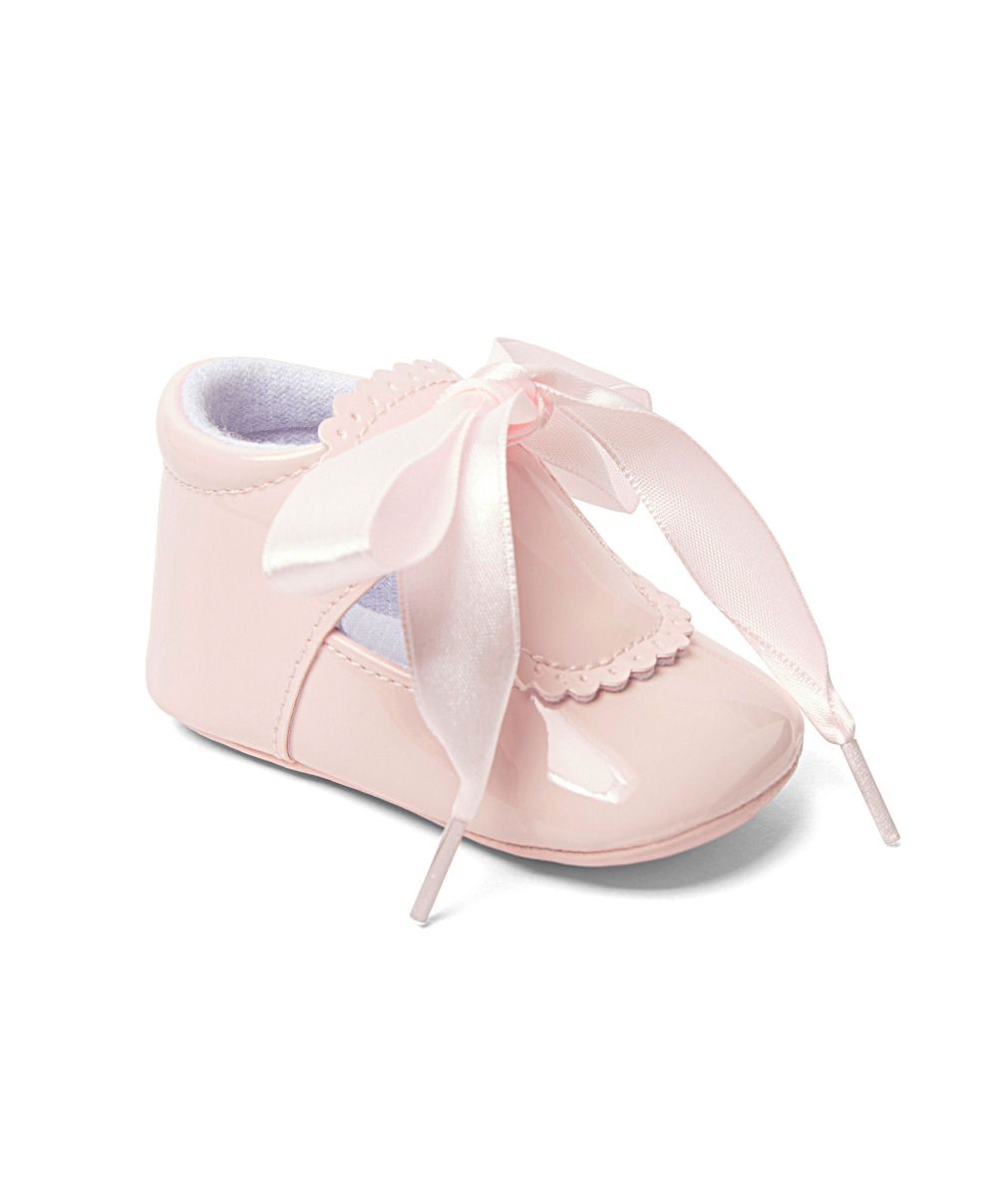 Unisex Baby Patent Shoes with Ribbon - 908 - Pink