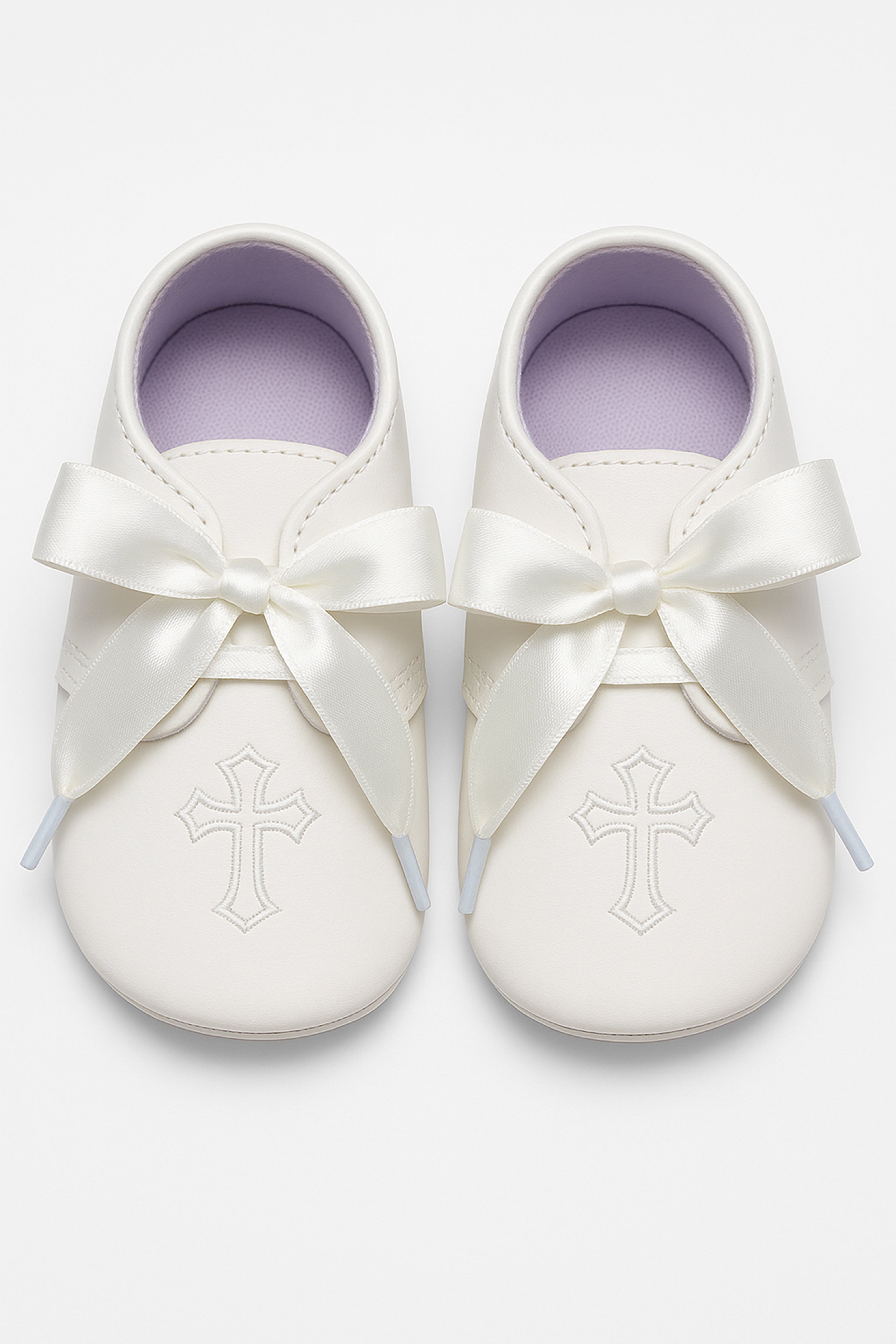 Unisex Christening Baby Pre-Walkers Shoes - 912 - Ivory Front Picture
