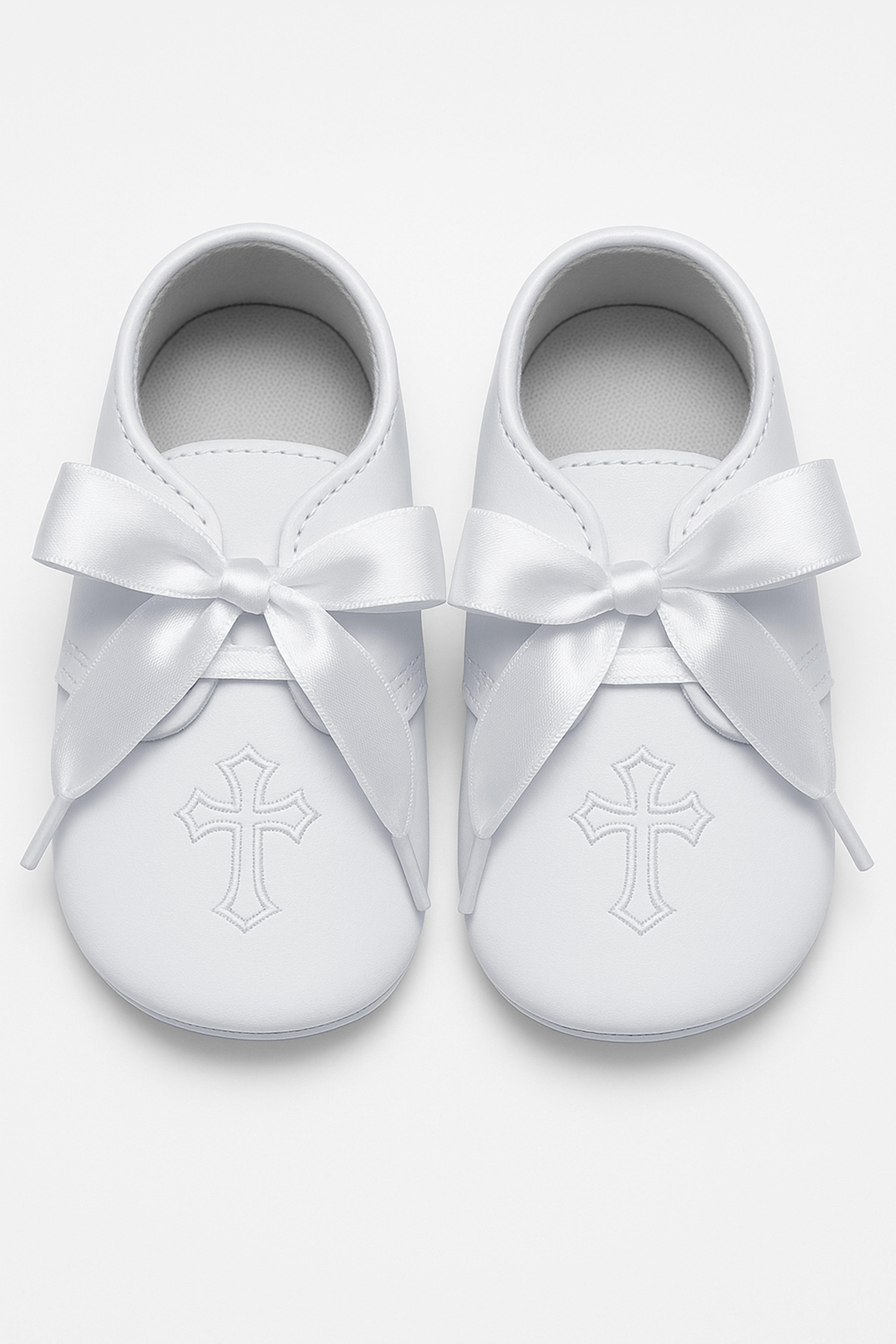 Unisex Christening Baby Pre-Walkers Shoes - 912 - White Front Picture
