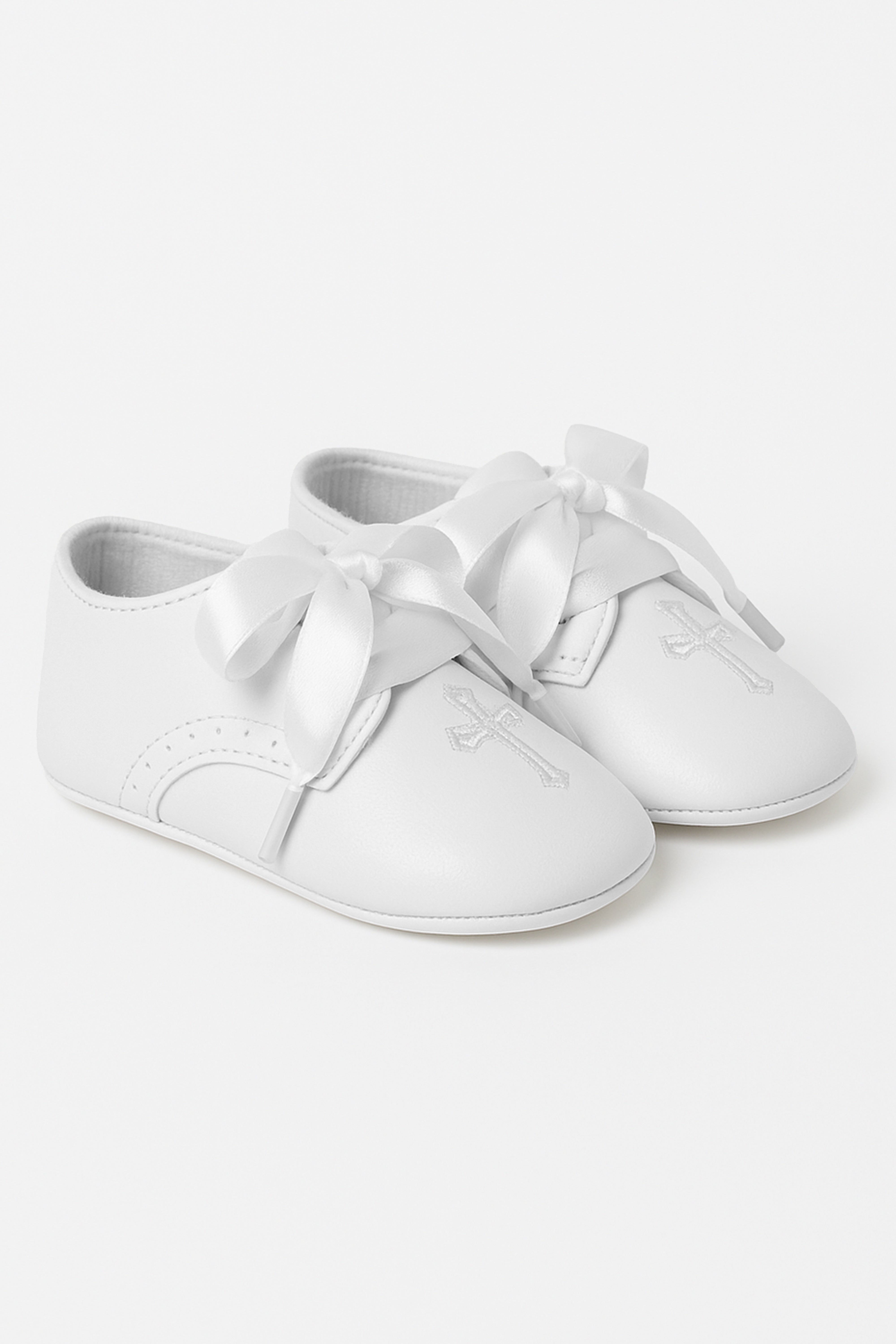 Unisex Christening Baby Pre-Walkers Shoes - 912 - White Pair SDide Picture