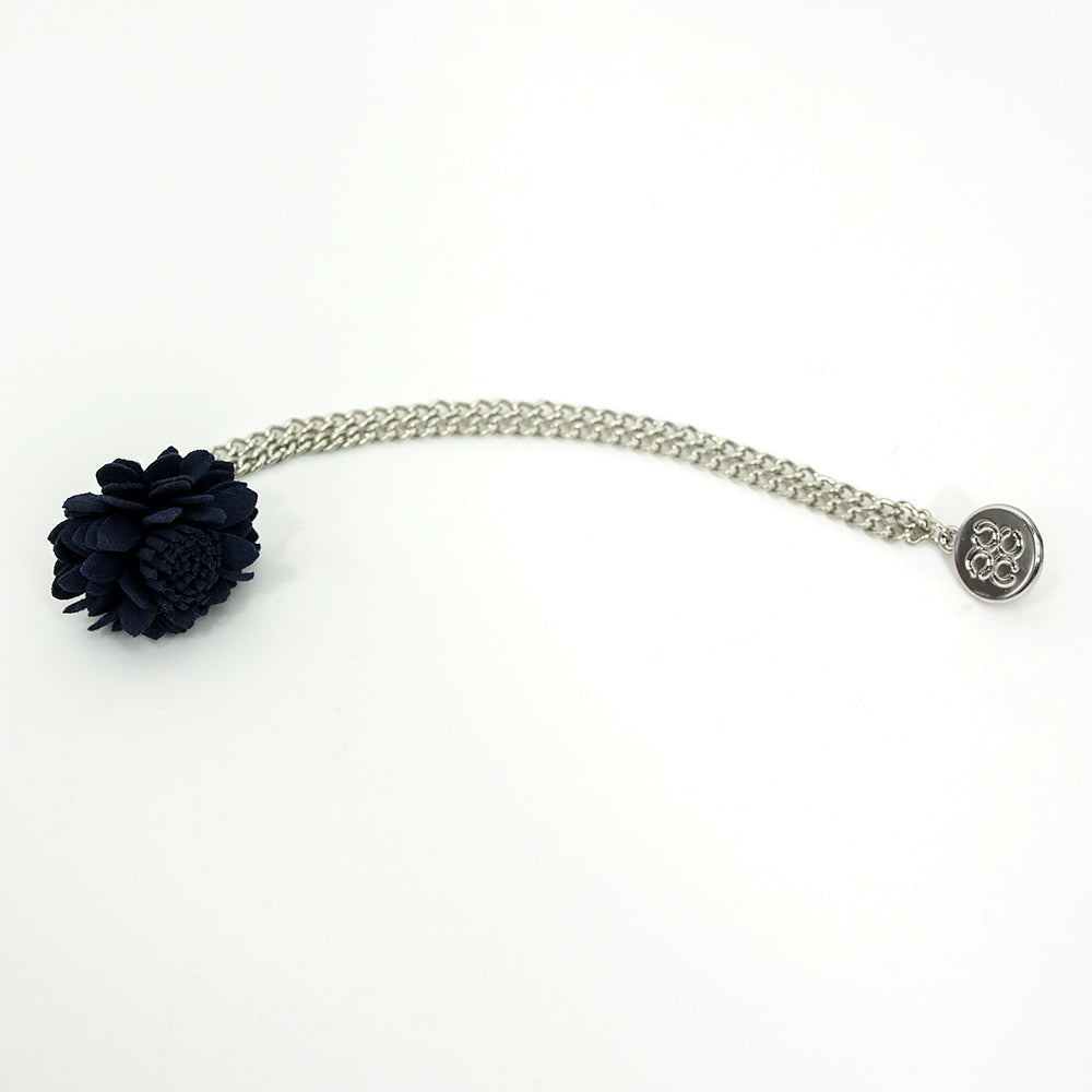 Unisex Flower Chain Brooch Suit Accessory - Navy Blue Detail Picture