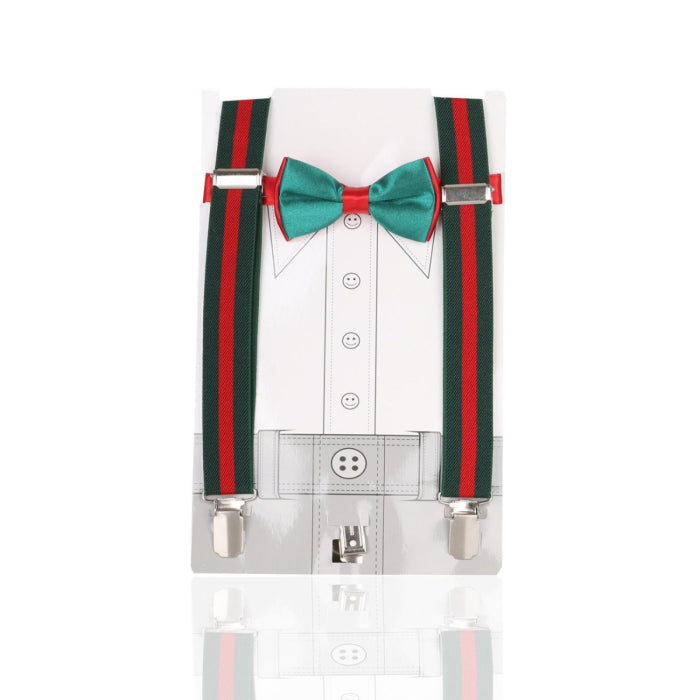 Jungen Verstellbarer Elastischer Y-Rücken Breites Schleifen-Träger-Set - Schwarz