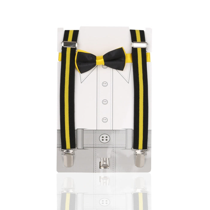 Jungen Verstellbarer Elastischer Y-Rücken Breites Schleifen-Träger-Set - Schwarz